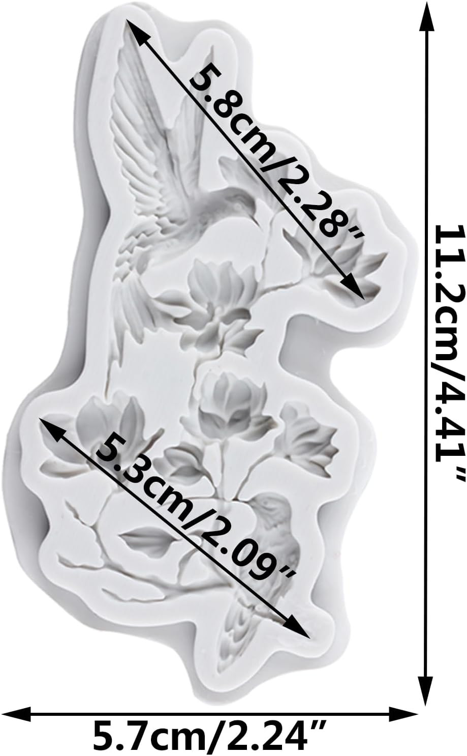 Flower Branch Polymer Clay Molds Hummingbird Silicone Resin Mold for DIY Crafts
