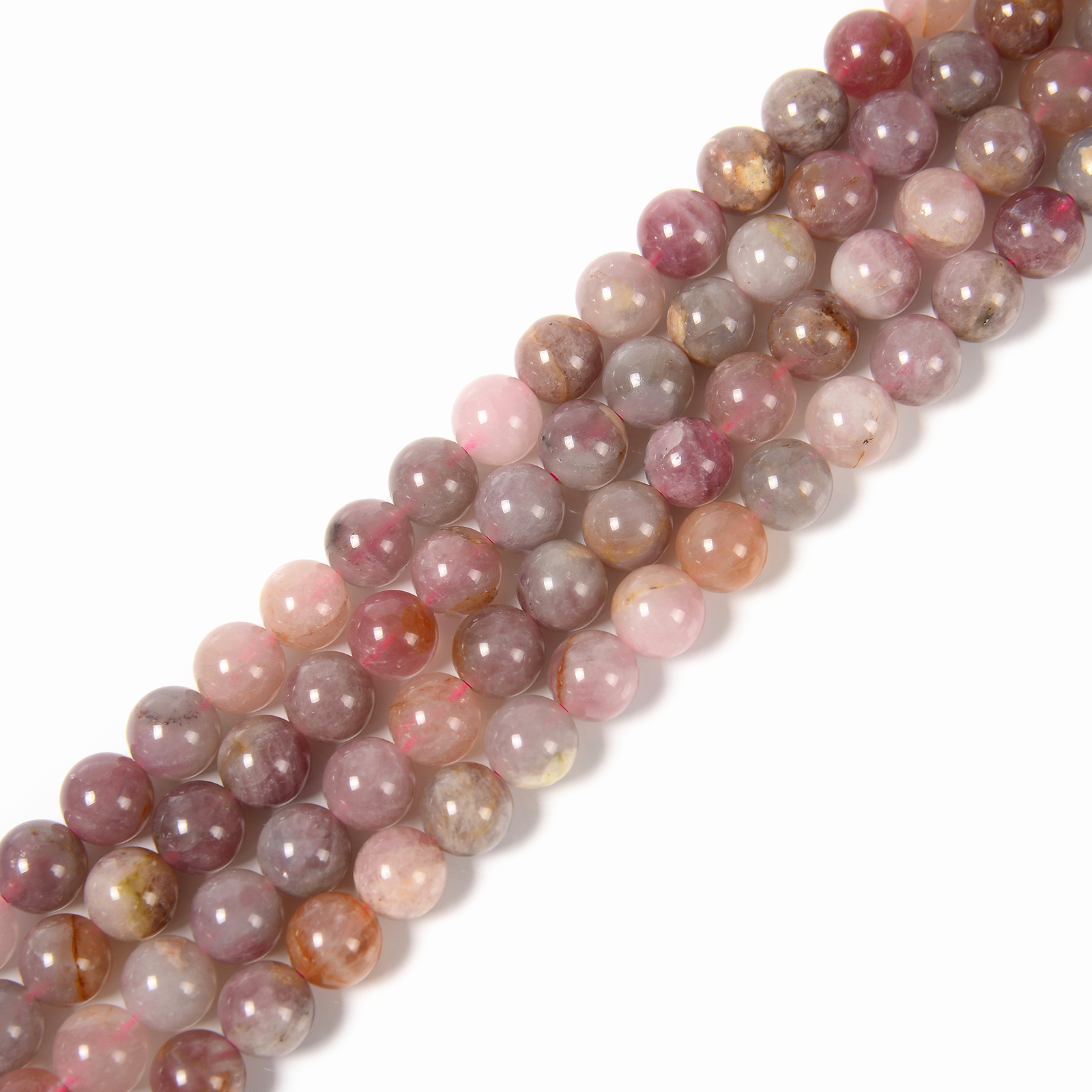Multi Color Madagascar Rose Quartz Smooth Round Beads 6mm 8mm 10mm 15.5” Strand