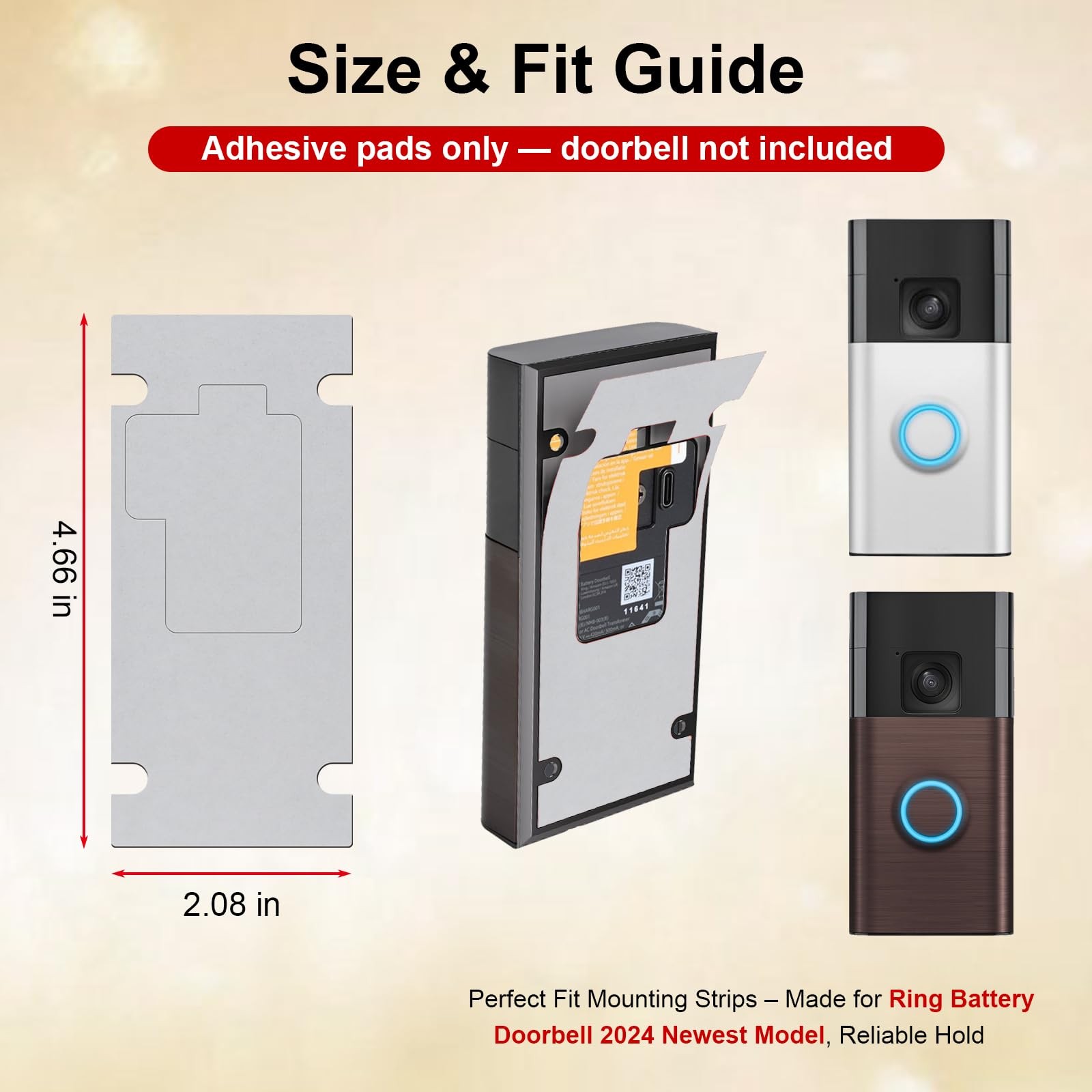 8 PCS Replacement Adhesive Strips Compatible with Ring Battery Doorbell 2024 …