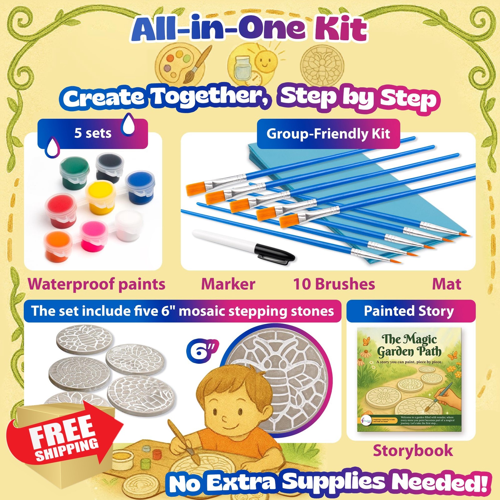 Pinwheel Crafts Stepping Stone Kit Paint Your Own