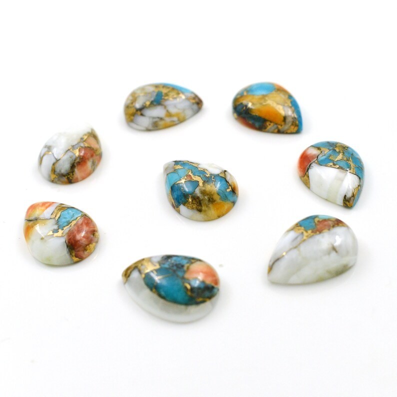 Wholesale Oyster Copper Turquoise Cabochon Pear shape Loose Gemstone Lot Jewlery