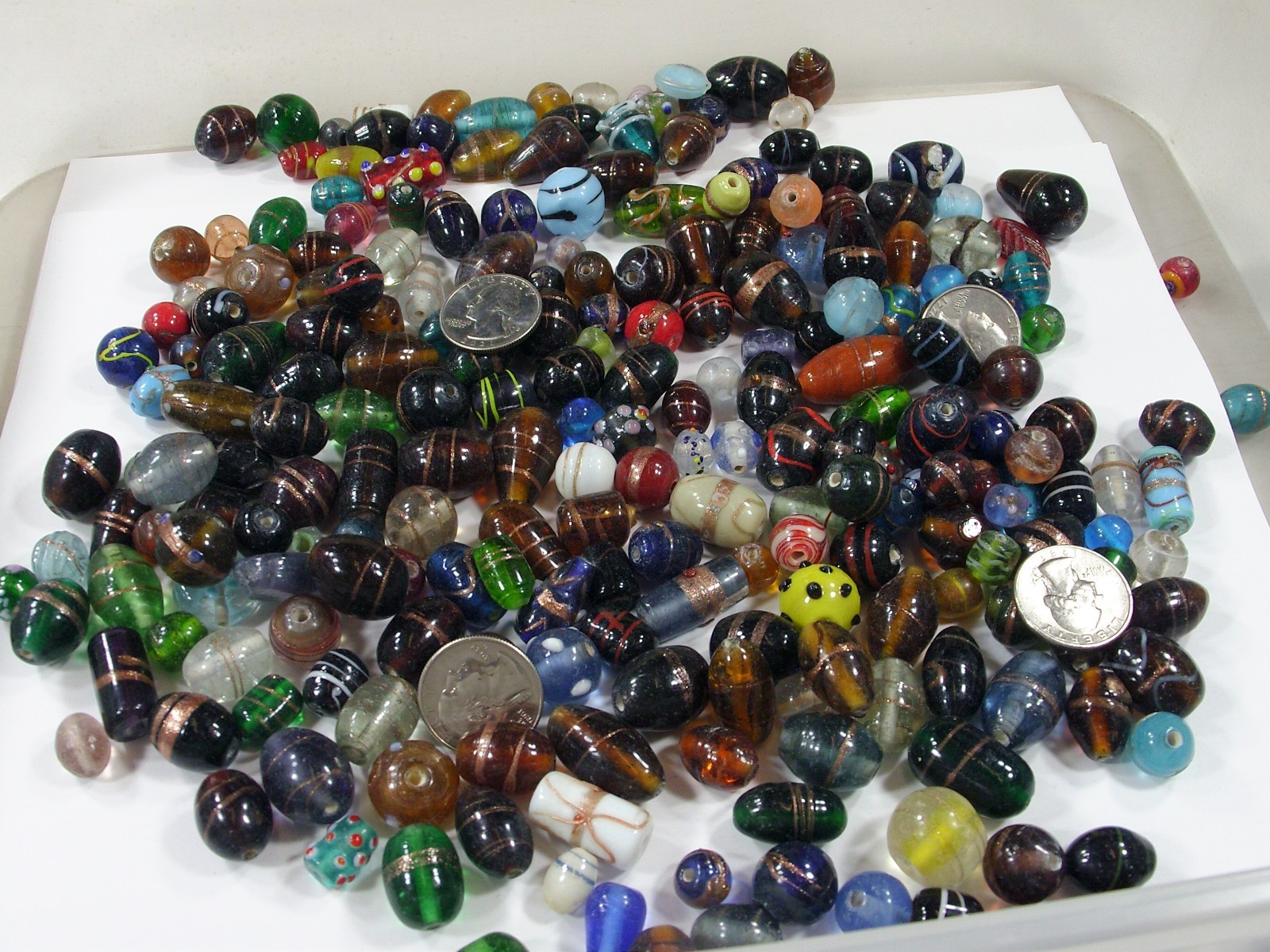 2 Pounds Assorted Shapes and Sizes Old Stock India Handmade Glass Beads (Y-68)⭐