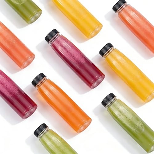 54 Pack 7OZ Plastic Bottles with Caps, Empty PET Disposable Plastic 7 OZ Black