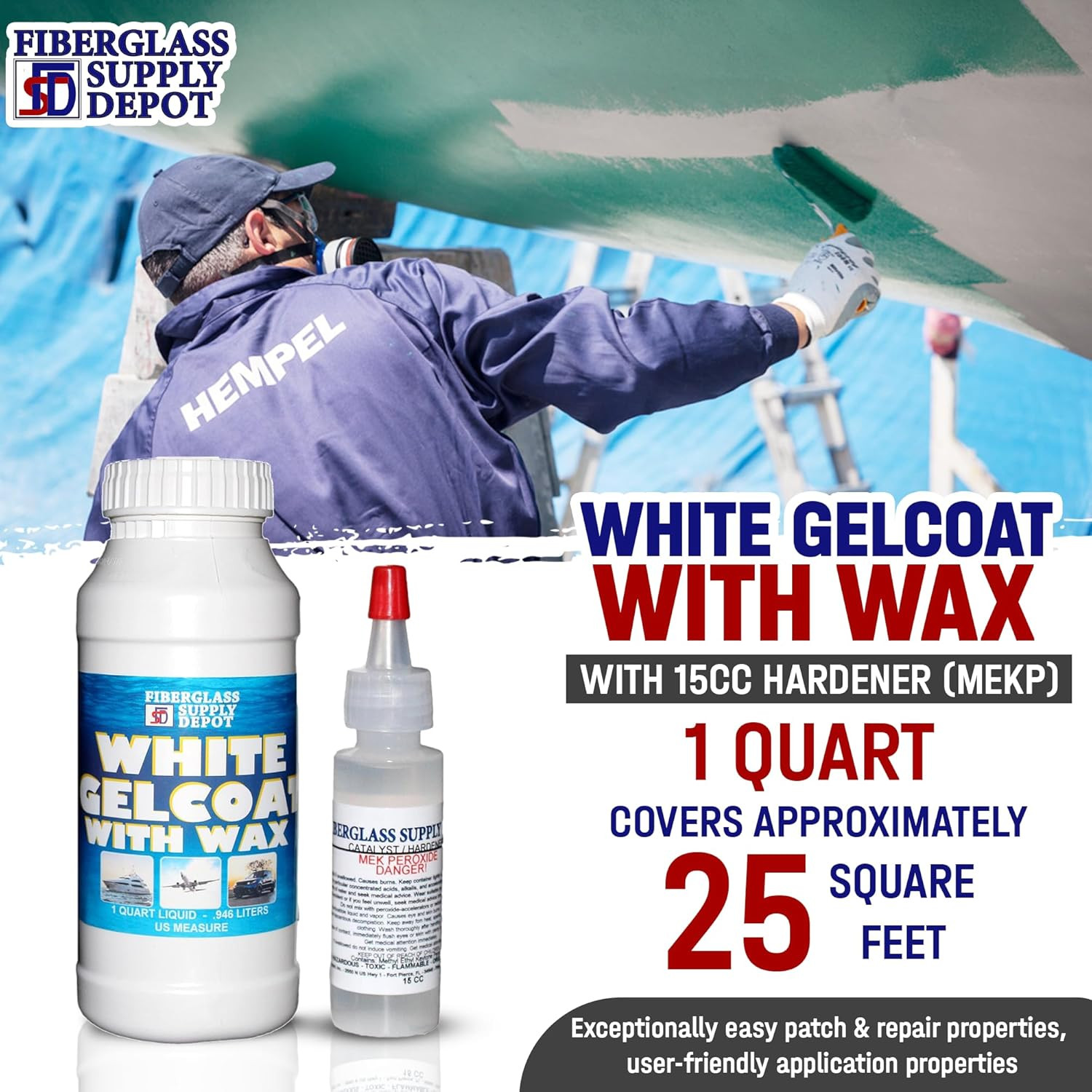 White Gelcoat with Wax – UV-Resistant for Marine & Composites