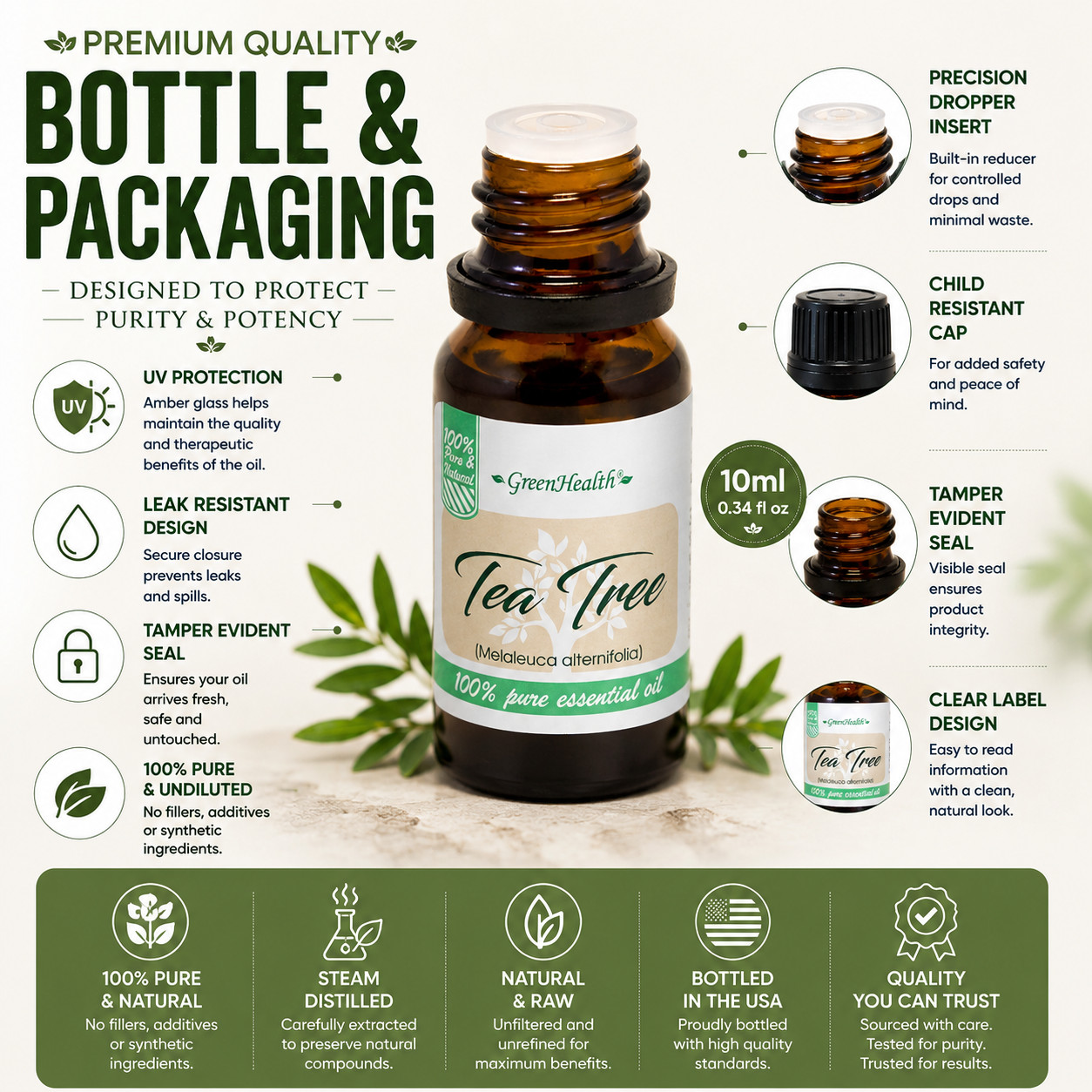 10 ml Tea Tree Essential Oil (100% Pure & Natural) – GreenHealth