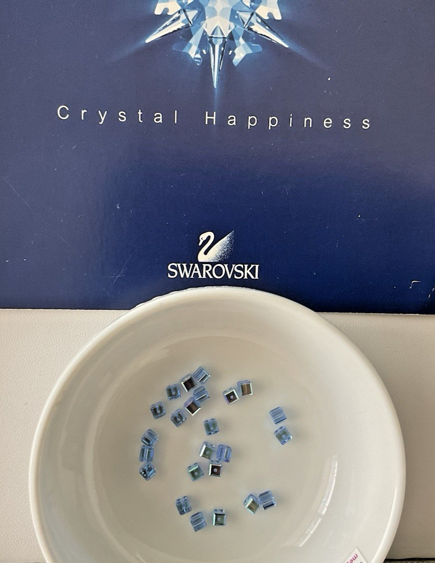 Swarovski® Cube 5601 Light Sapphire AB 4 x 4mm Cube 48pcs or 288 Pack Austria
