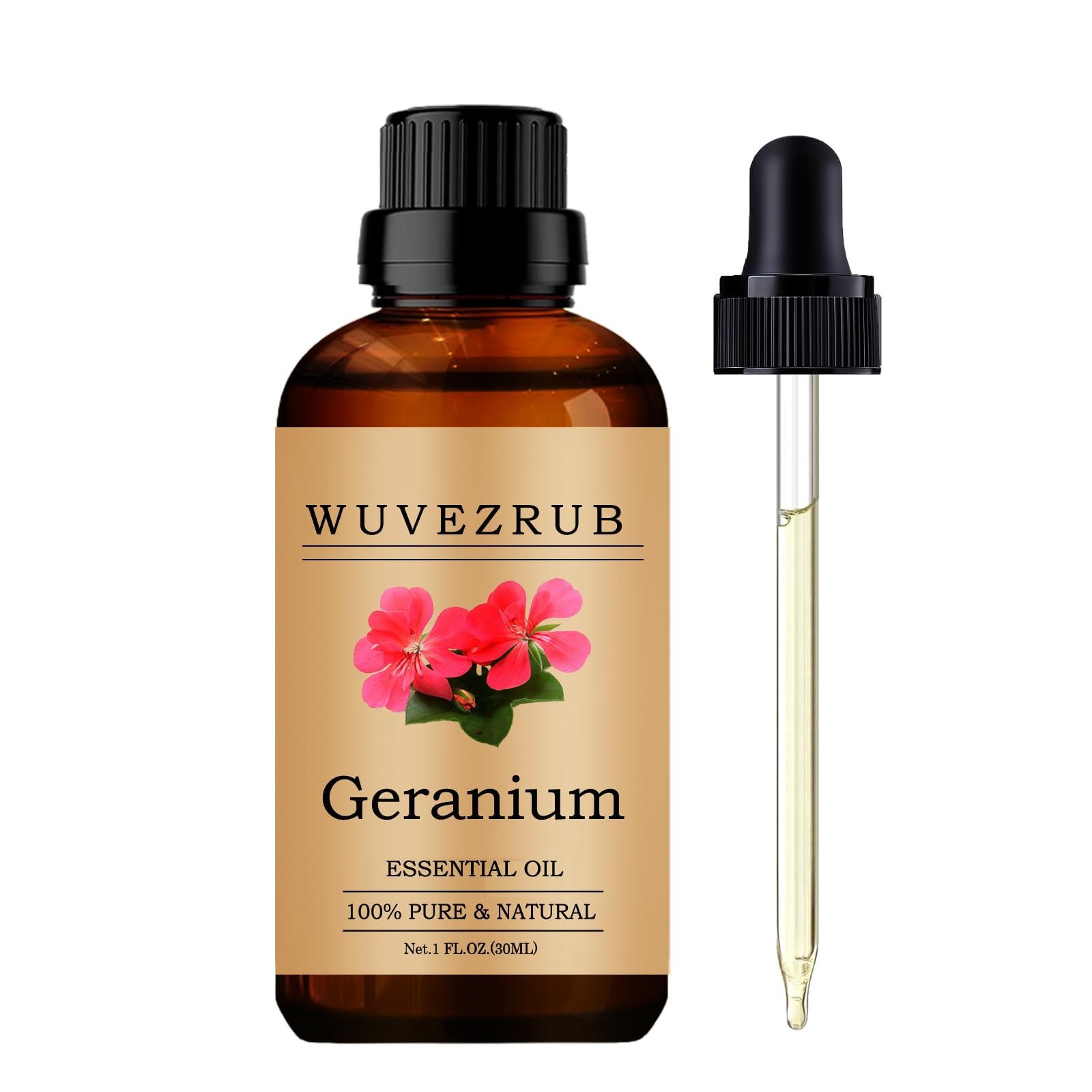Geranium Essential Oils, 30ML Pure and Natural 1 Fl Oz (Pack of 1), Clear