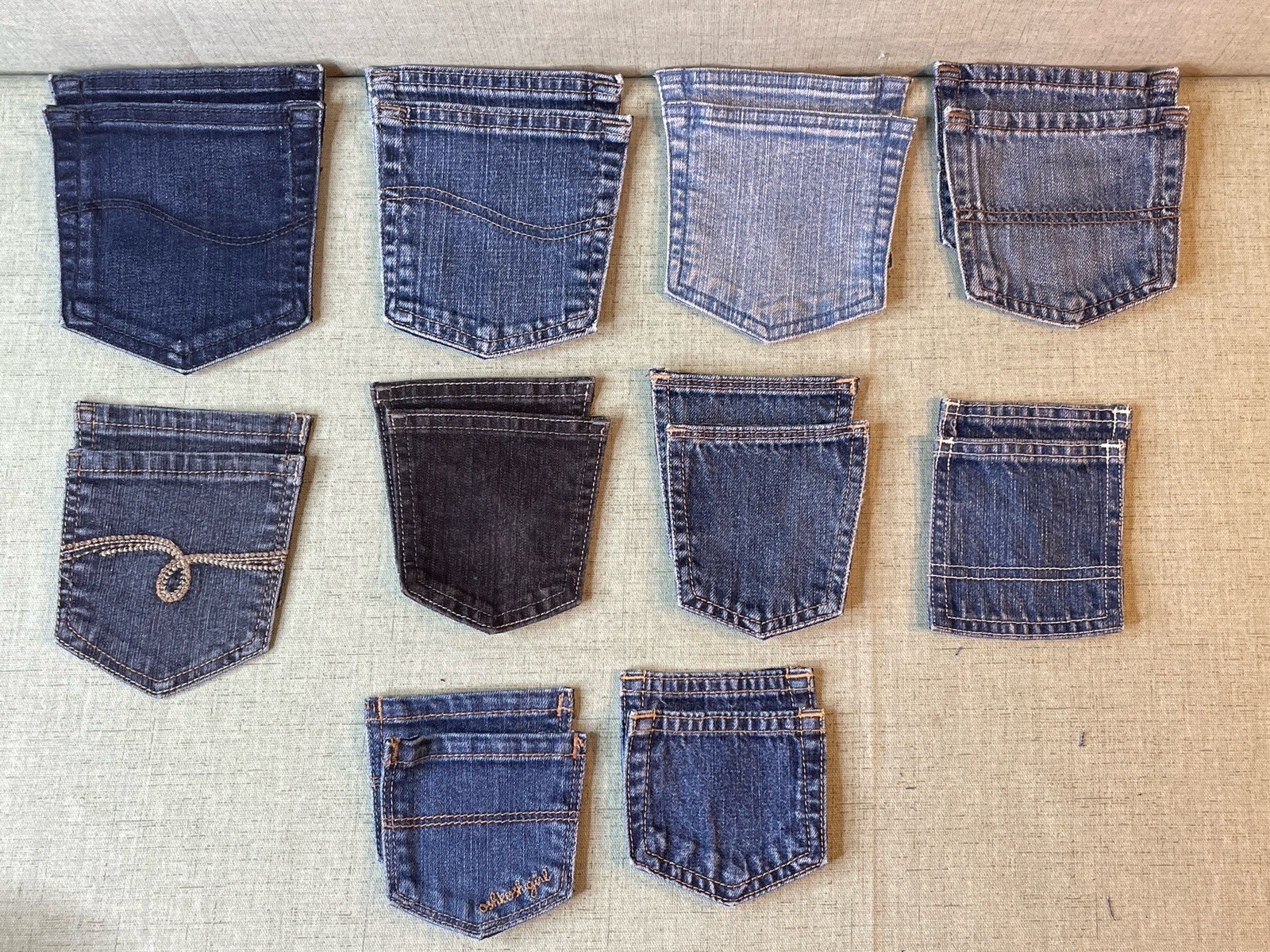 30 Pair Back Pockets Denim Jean for Quilting Crafts Sew Mixed Sizes 4″ to 6″