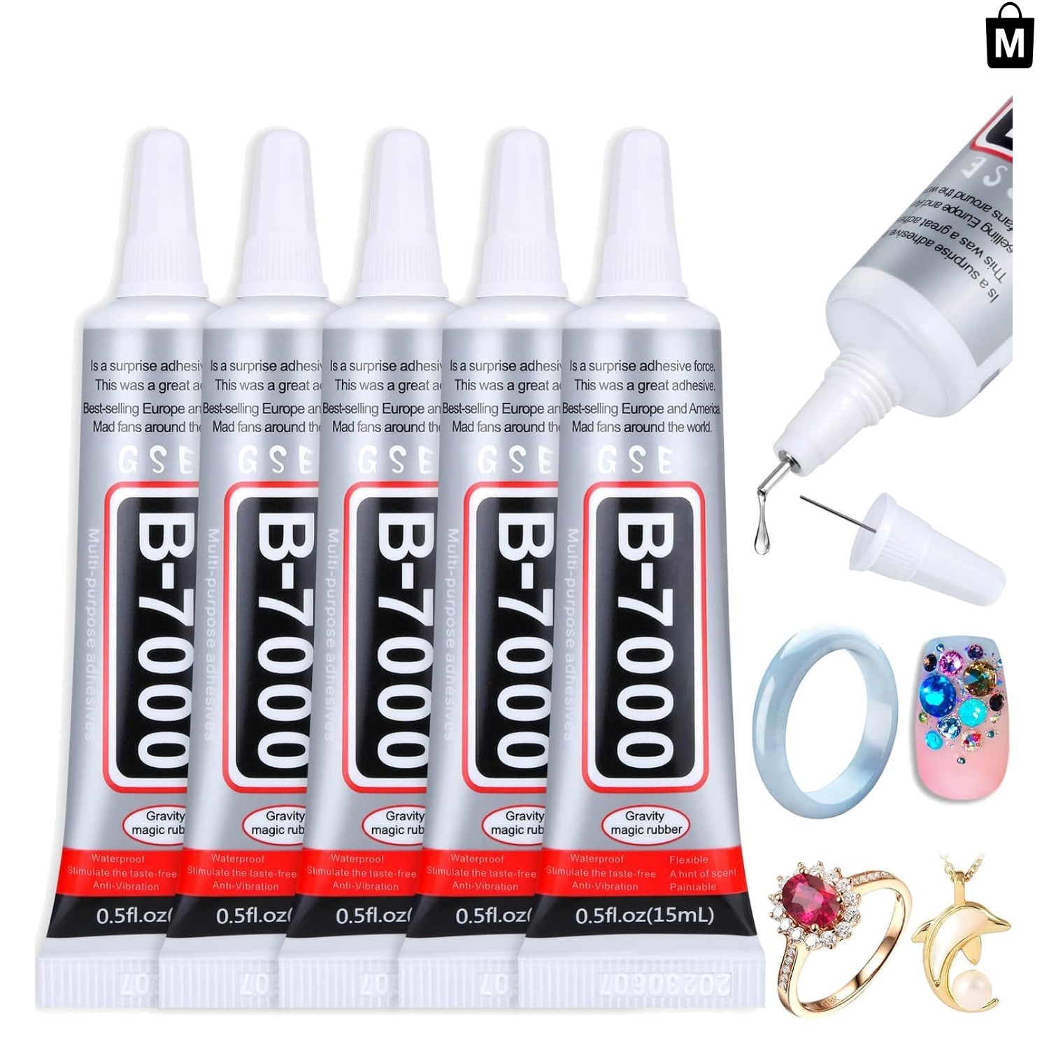 Durable & Waterproof B7000 Craft Glue – 5PCS 15ml Super Glue for All Materials