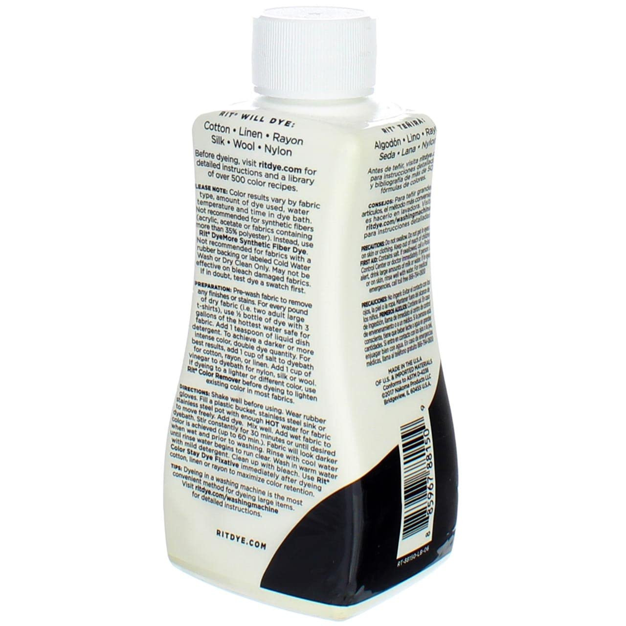Rit Liquid Black Dye 8 Oz All Purpose Fabric Dye for Cotton Polyester Acrylic