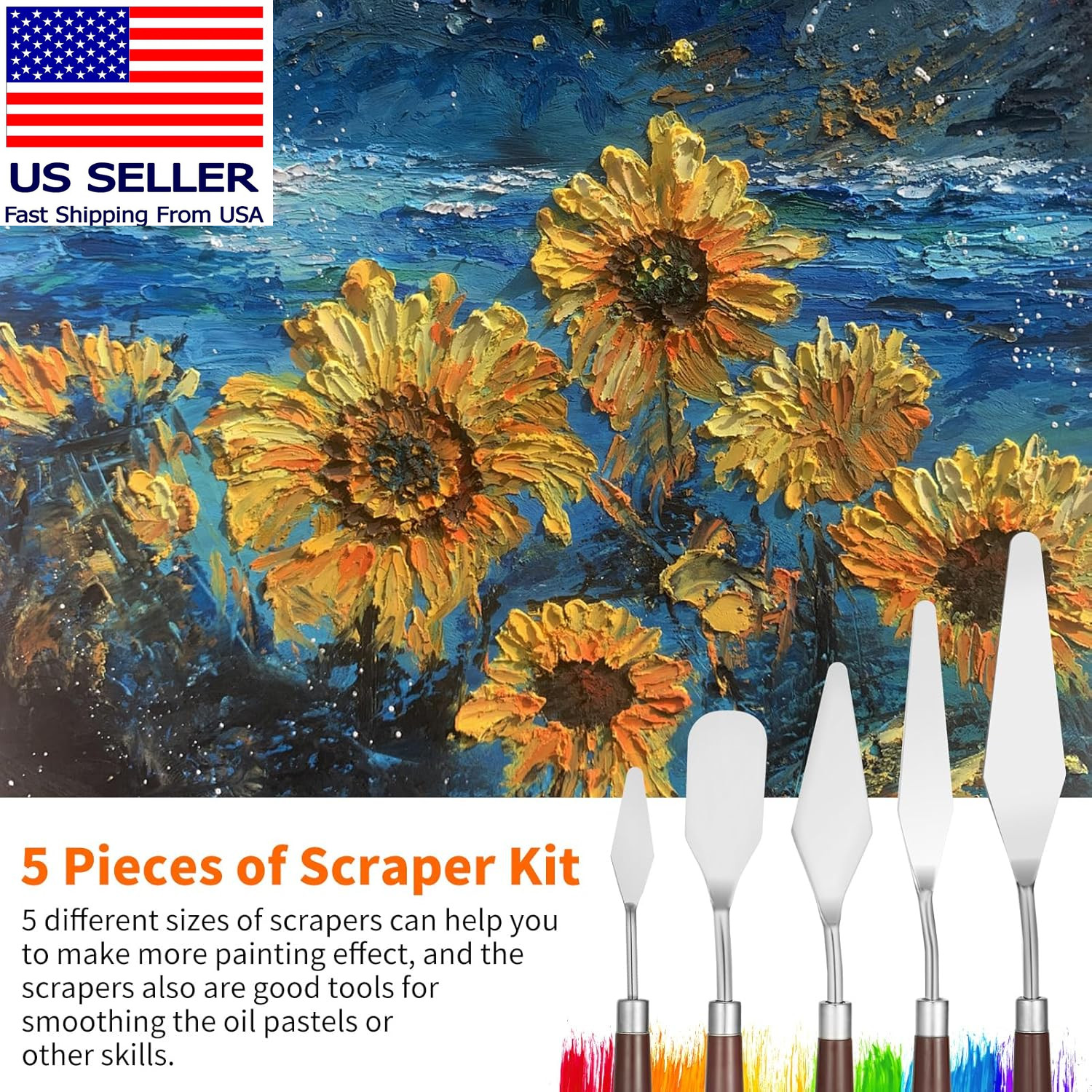 5Pcs Palette Knife,Stainless Steel Spatula Palette Knife Set, Pallet Knife,Paint