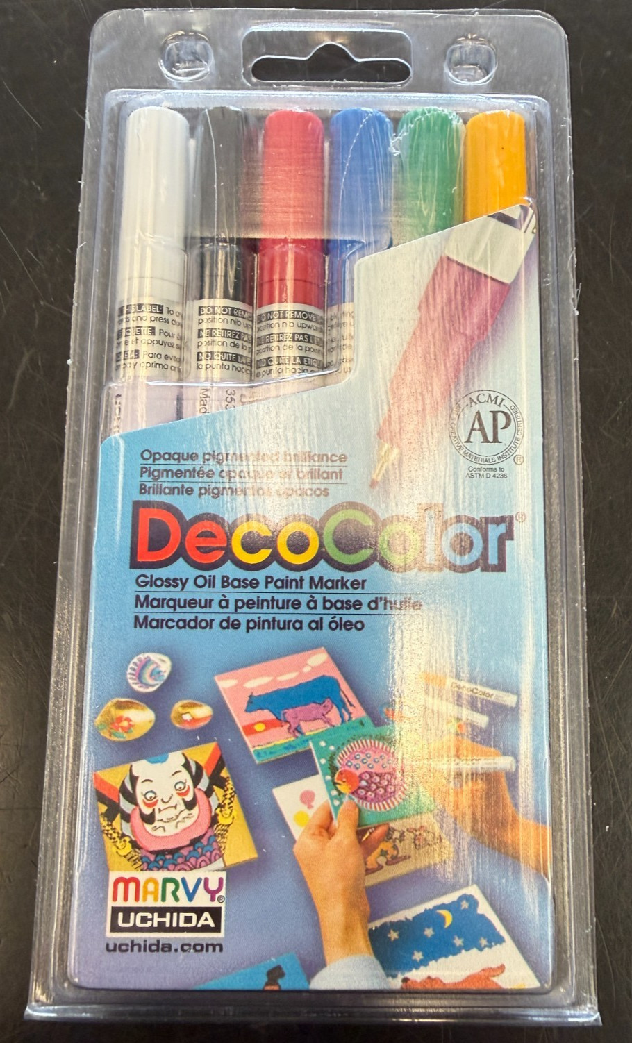 MARVY UCHIDA DECOCOLOR 6PC GLOSSY OIL BASED PAINT MARKERS 1234-6A #264