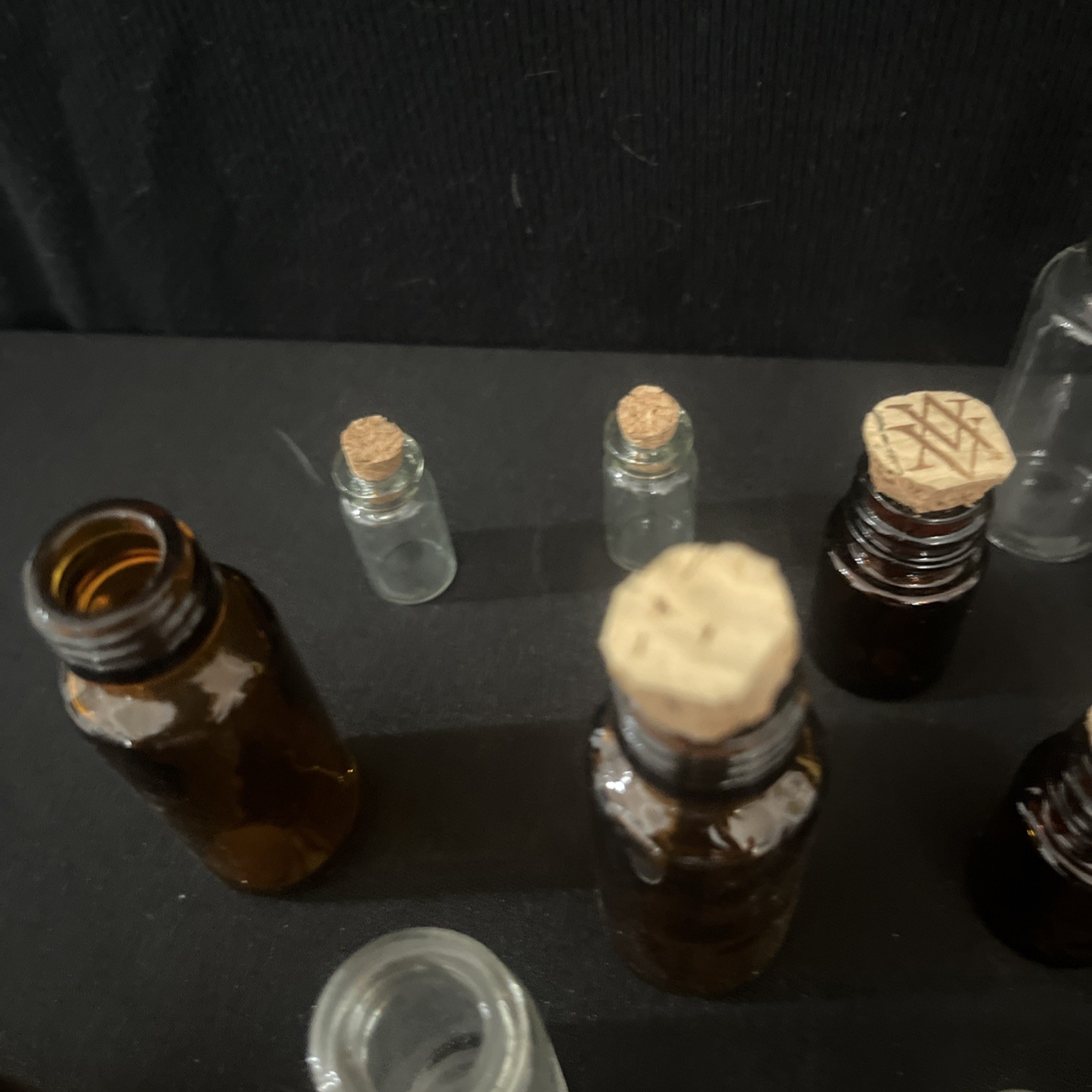 Bulk Lot 24 Mini Glass Bottles Vials Cork Top Apothecary Amber Clear Craft DIY
