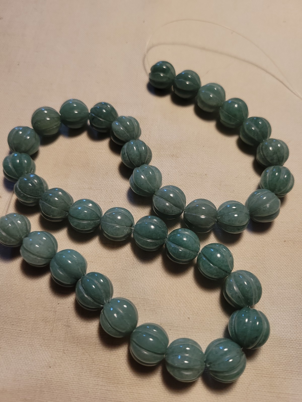 Adventurine Carved 12mm Melon Beads