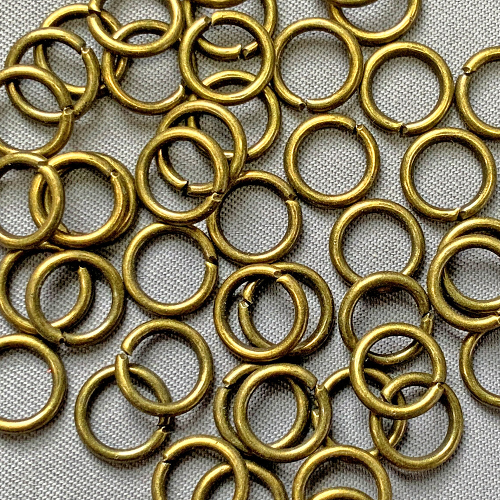 Round Open 8mm Jump Rings 16 Gauge Antique Brass Plated Alloy Q100 Per Pkg