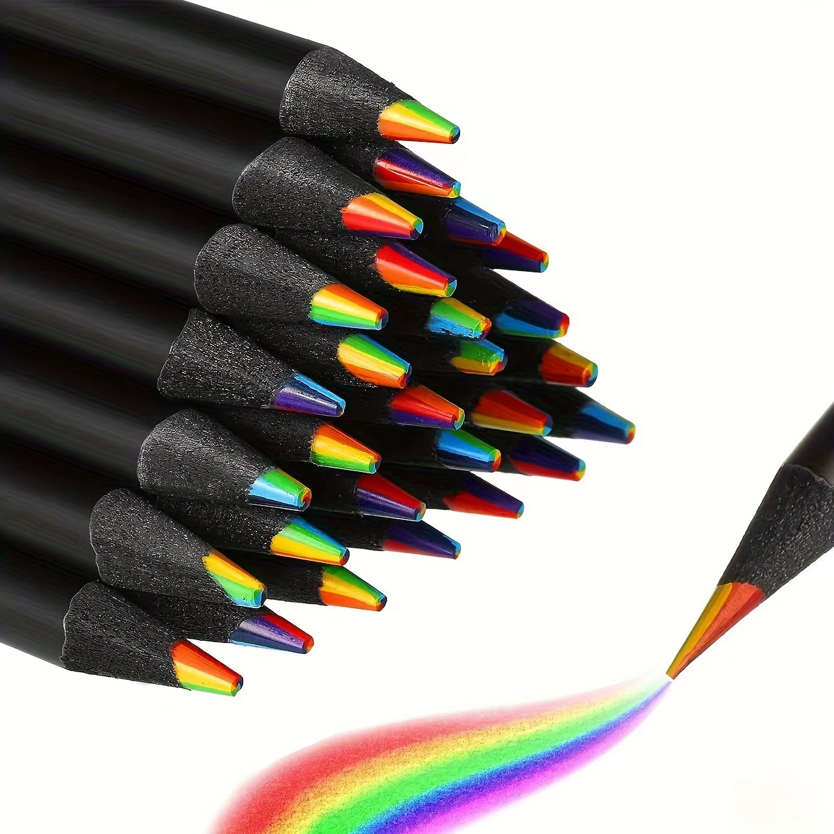12/24/36/48Pcs 7 Colors Rainbow Pencils 3.3Mm Colored Pencils for Art Drawing Co