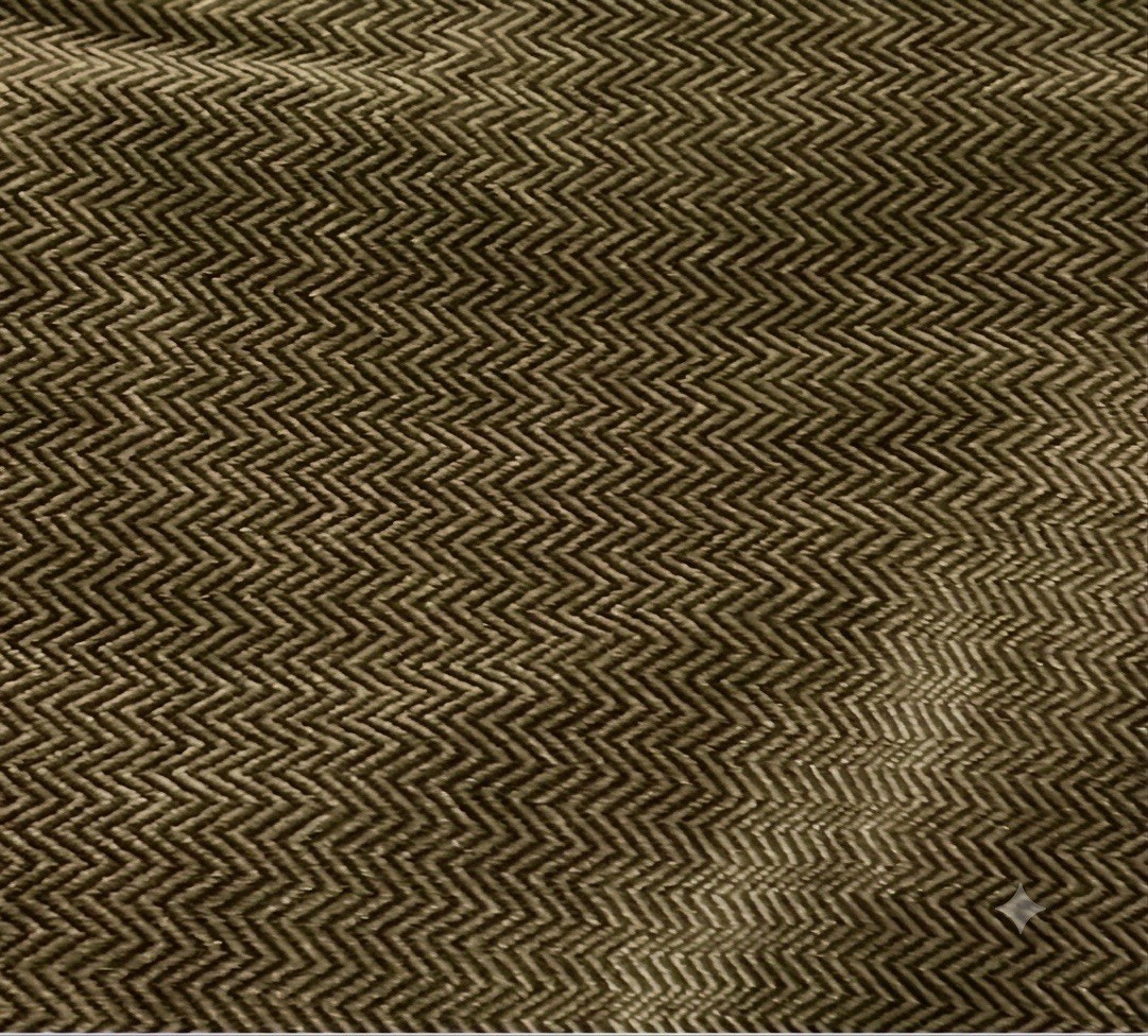 OLIVE GREEN Zig zag linen fabric 56” Width Sold By The Yard