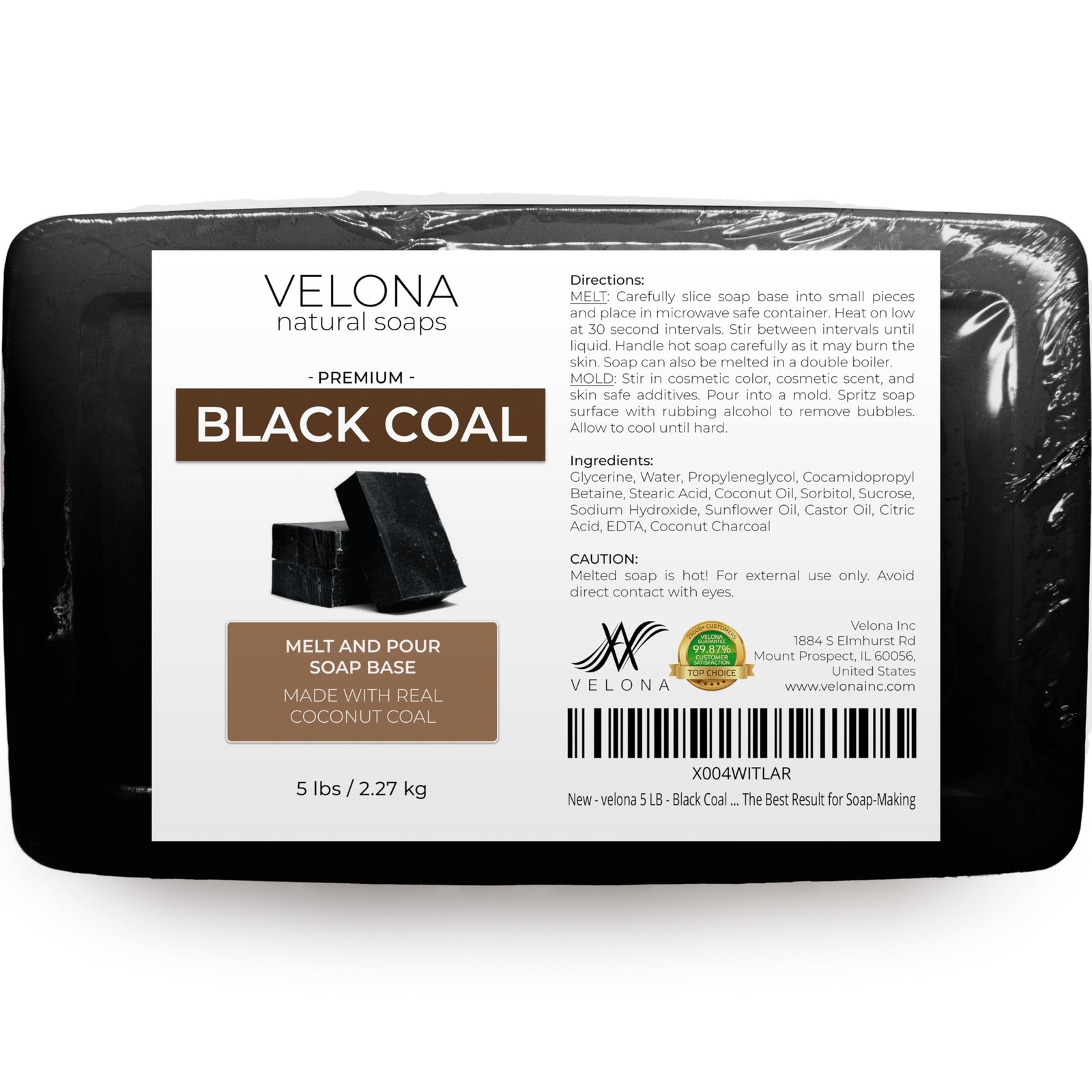 Velona 5 Lb – Black Coal Soap Base Sls/Sles Melt And Pour Natural Bars For The