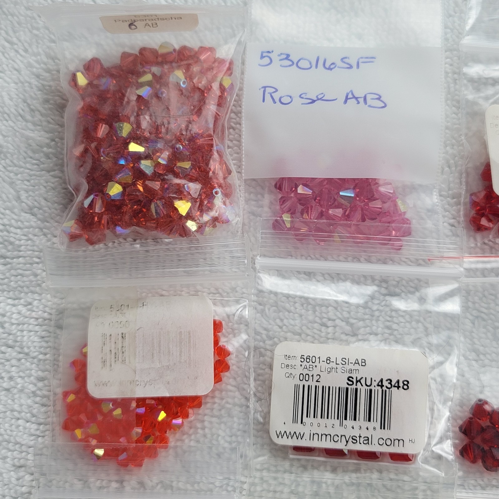 Swarovski Crystal Bead Lot Red Pink Siam AB Bicone Heart/Mixed Qty 5301 5328