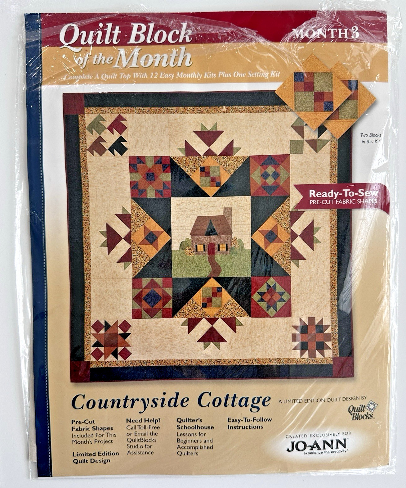 JOANN Fabrics Quilt Block of The Month “Countryside Cottage” LOT – MONTHS 1,3,4