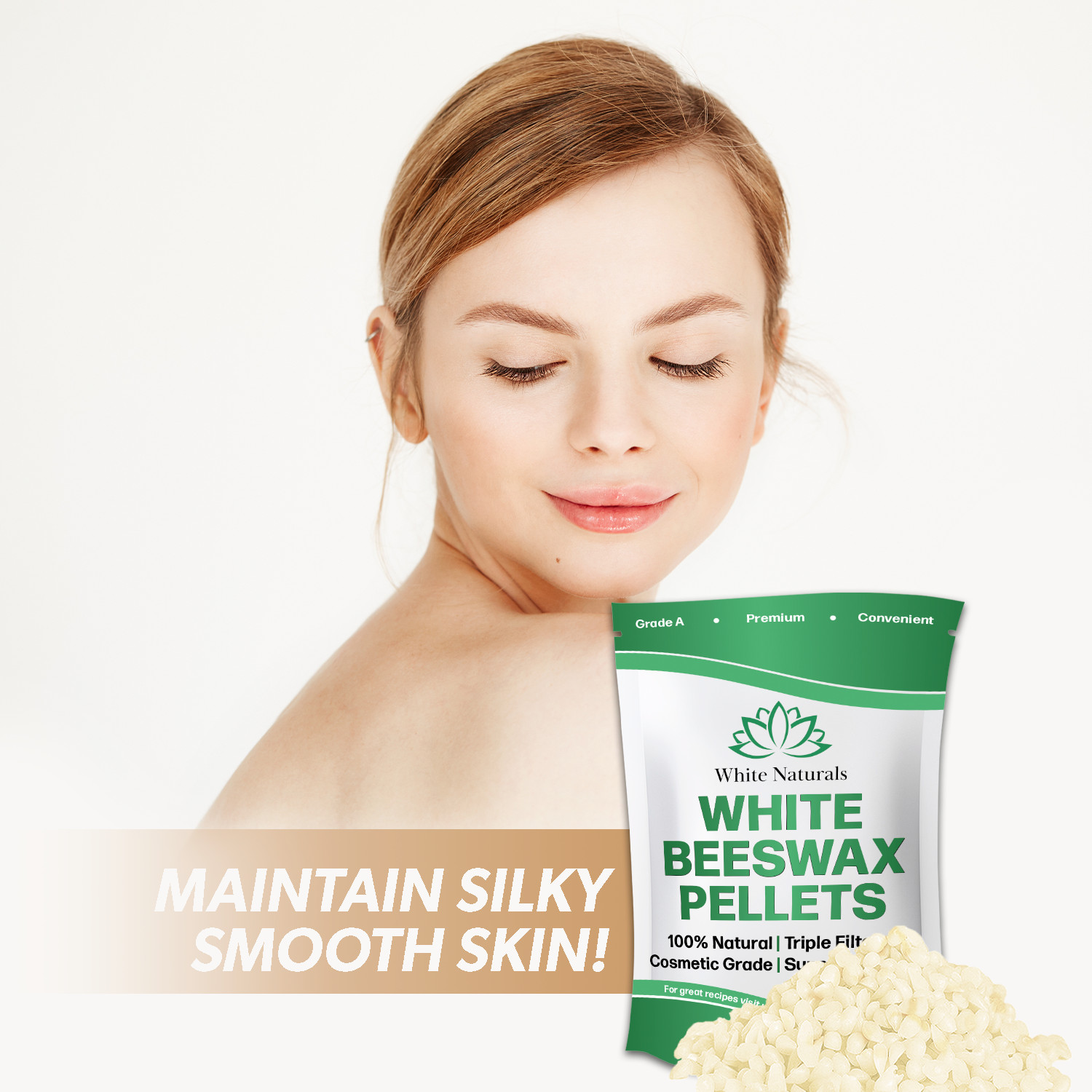 Organic White Beeswax Pellets 1lb, 100% Natural & Pure, Cosmetic Grade Pastilles