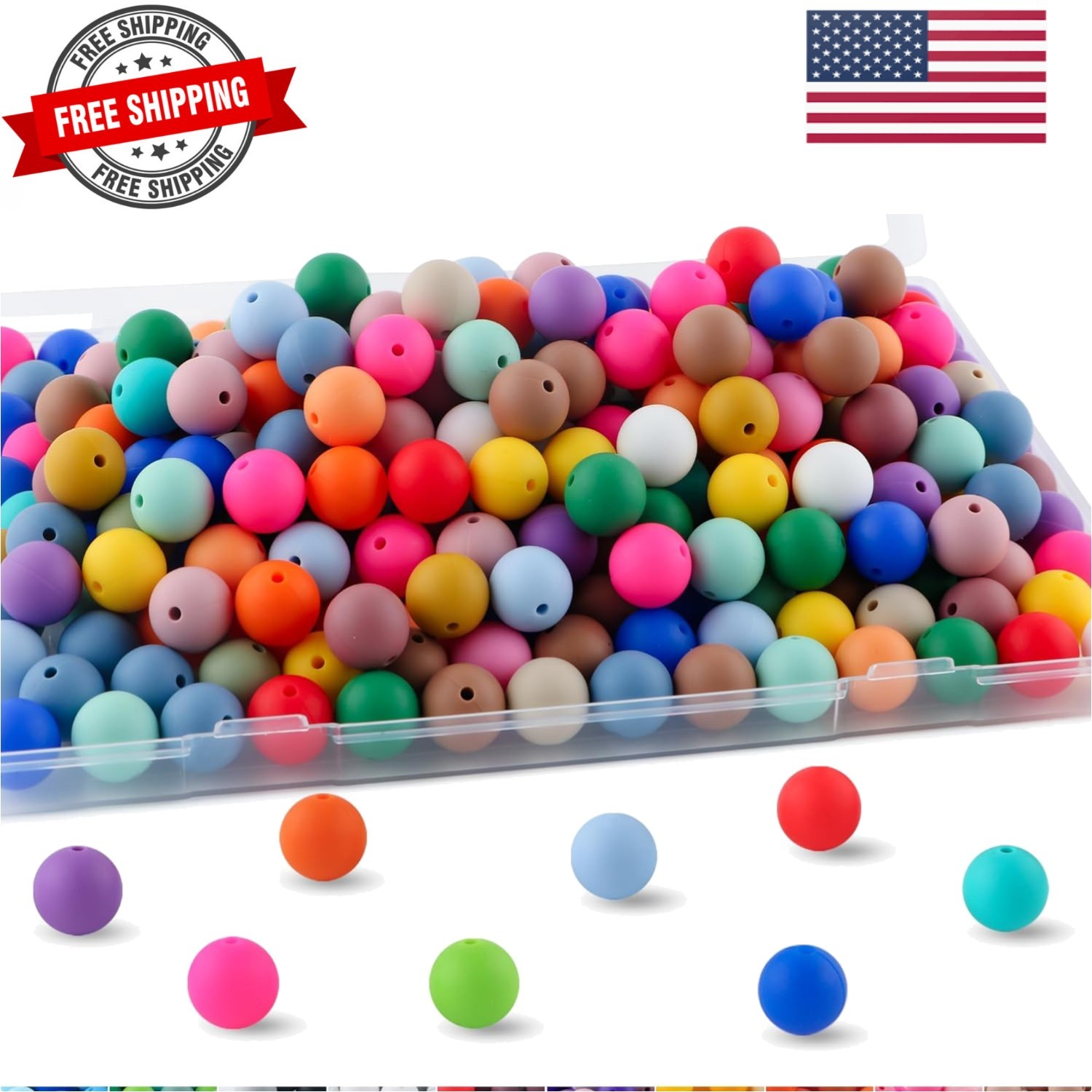 200Pcs 12mm Silicone Beads Bulk for Pens, Mixed Color Silicone Beads for Keyc…