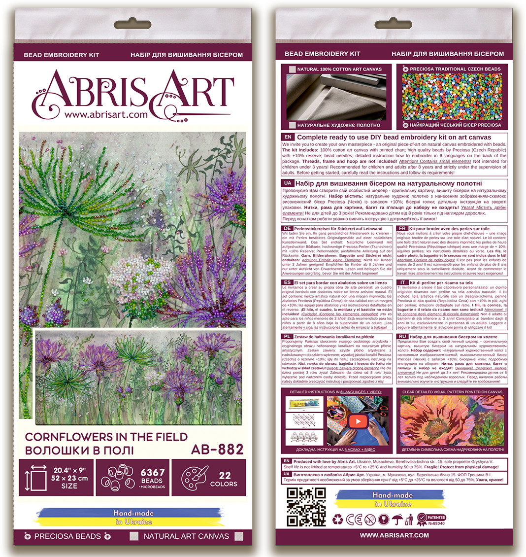 Abris Art Bead Embroidery Kit – Cornflowers in the field AB-882