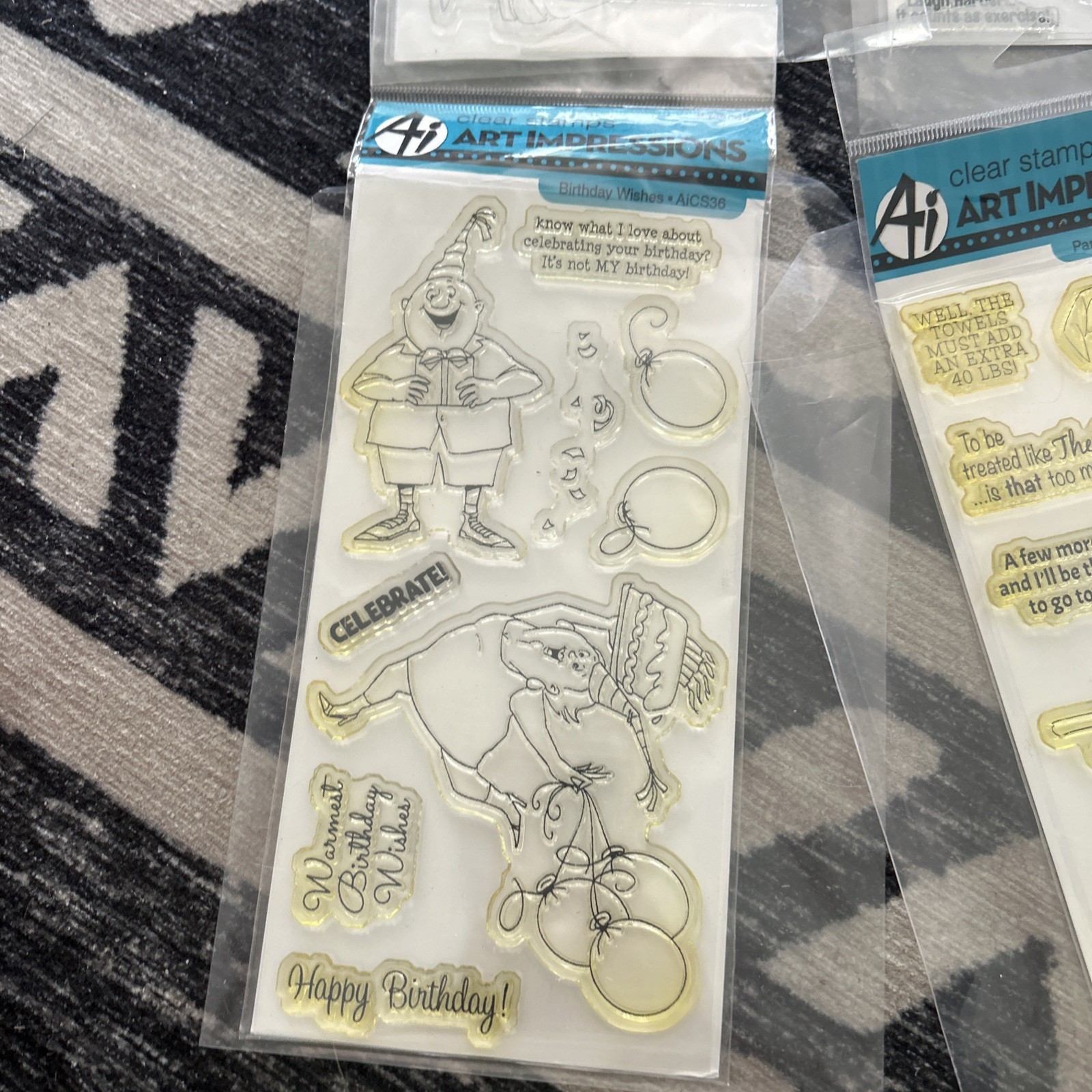 Lot 5 Art Impressions Piece Clear Stamp Set Fully Pamper Birthday Therapy Dare
