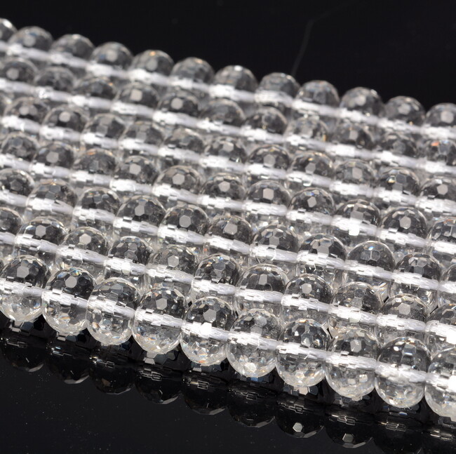 10X7MM Rock Crystal Quartz Gemstone AAA Faceted Rondelle 15.5 inch(90187615-700)