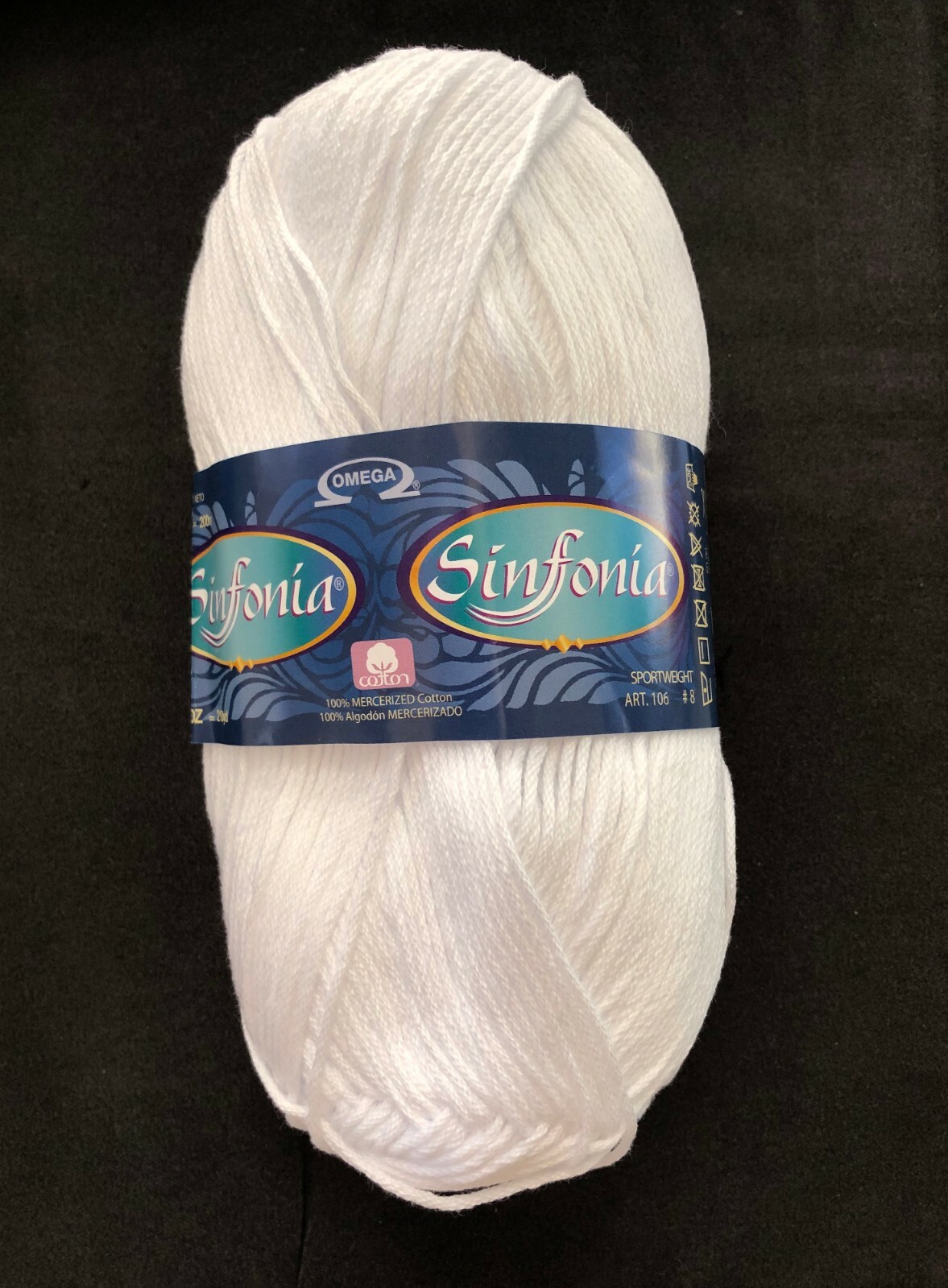 OMEGA SINFONIA hilaza-100%Cotton Yarn -3.52 oz/218 yd 100gr/200m #8 Sportweight