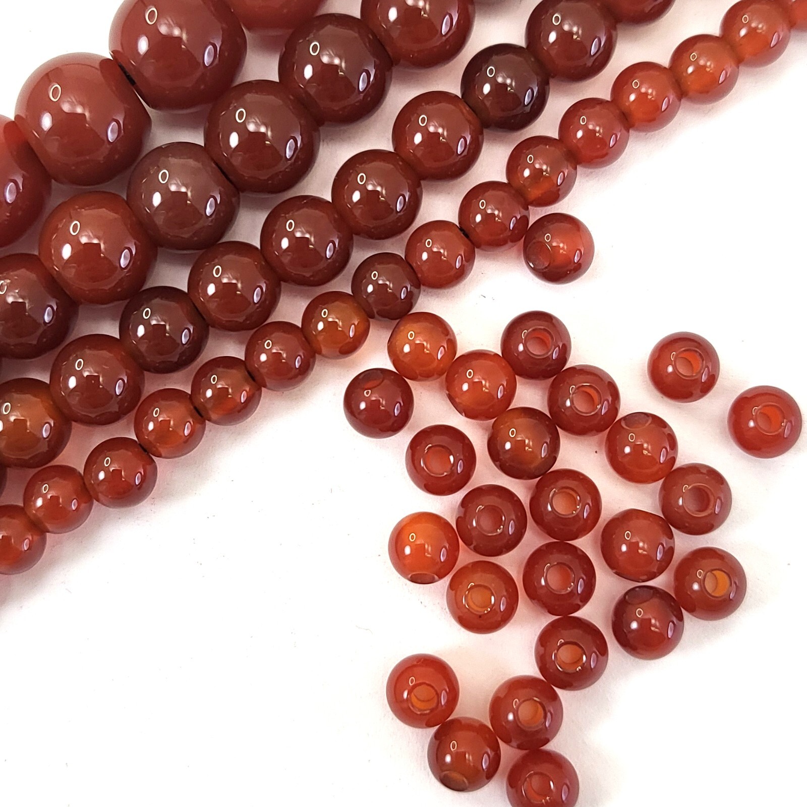 Big Hole Carnelian Beads 7.5″ 6mm 8mm 10mm 12mm natural gemstone large hole DIY