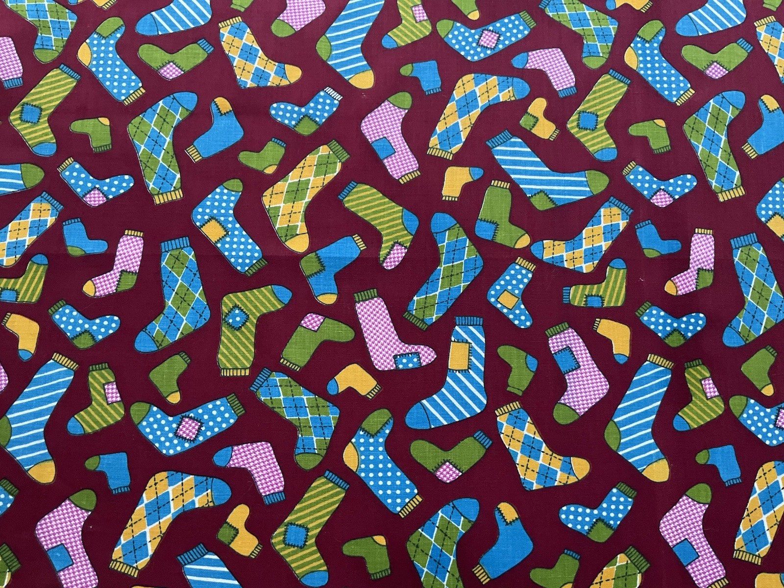 cotton fabric Colorful Socks Red 44″ x 56”209