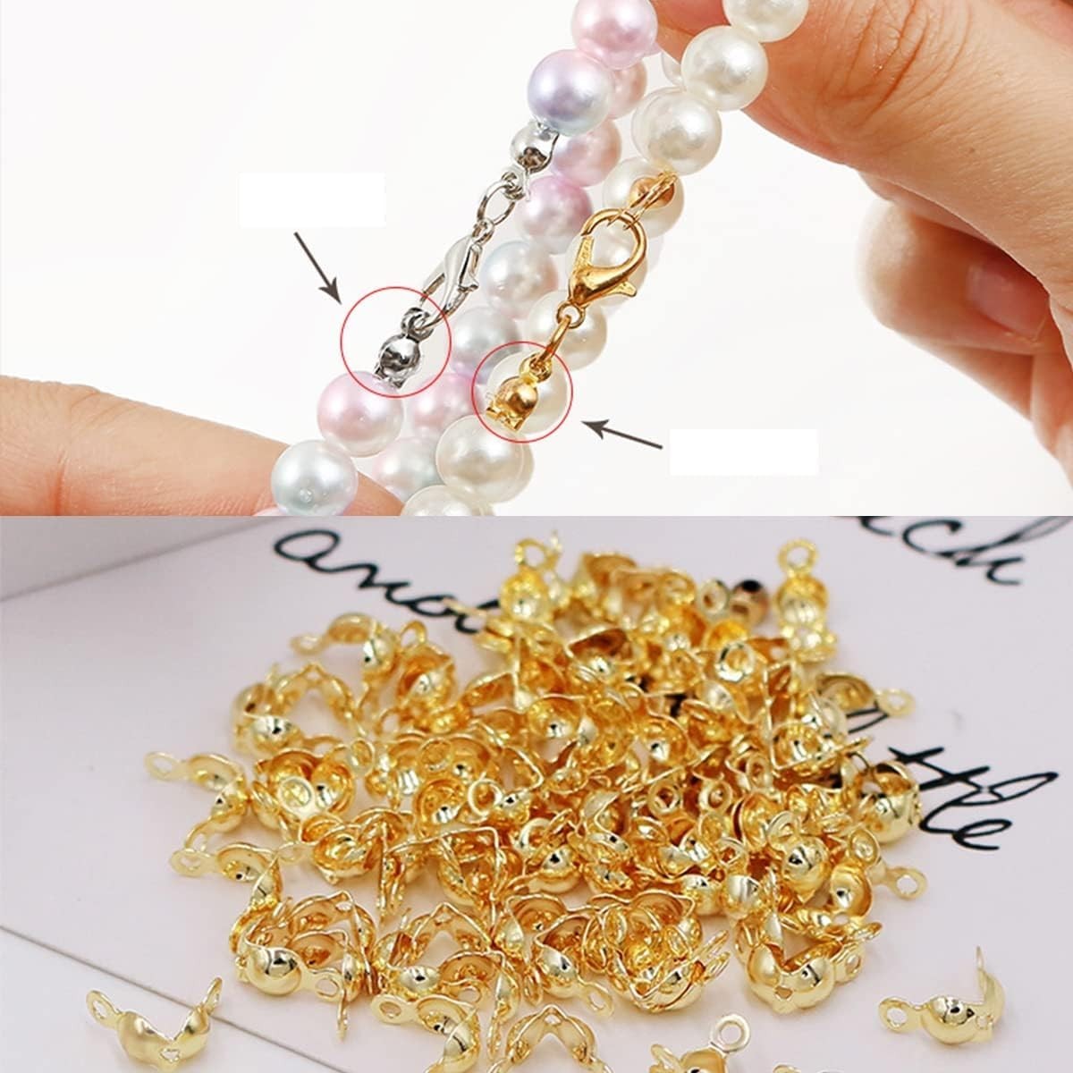 Quality 500-Piece Metal End Caps Set: 5 Colors for Beautiful Jewelry Creations