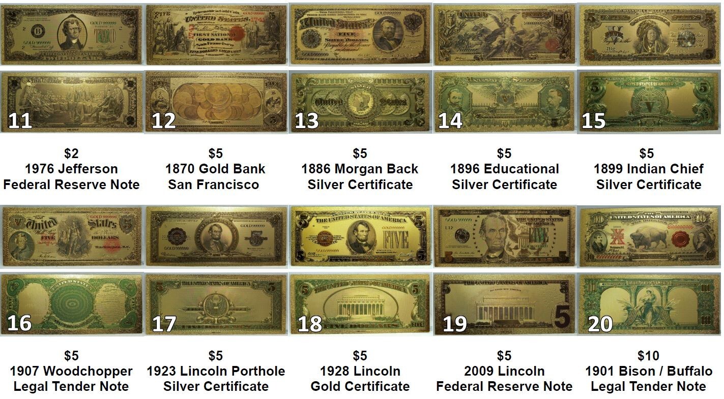 24K Gold-Plated Foil Note Currency Bill Paper Money Novelty Famous Cash