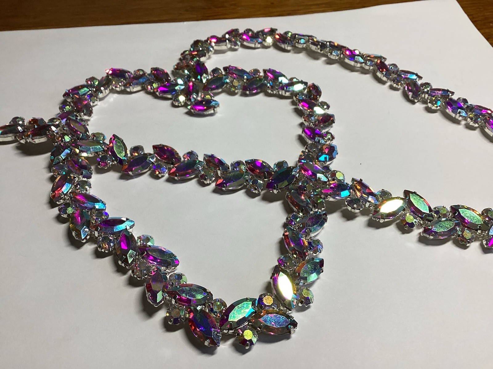 36” Colorful Rhinestone Trim Aurora Borealis Marquise Rd Crystal Trim Free Ship
