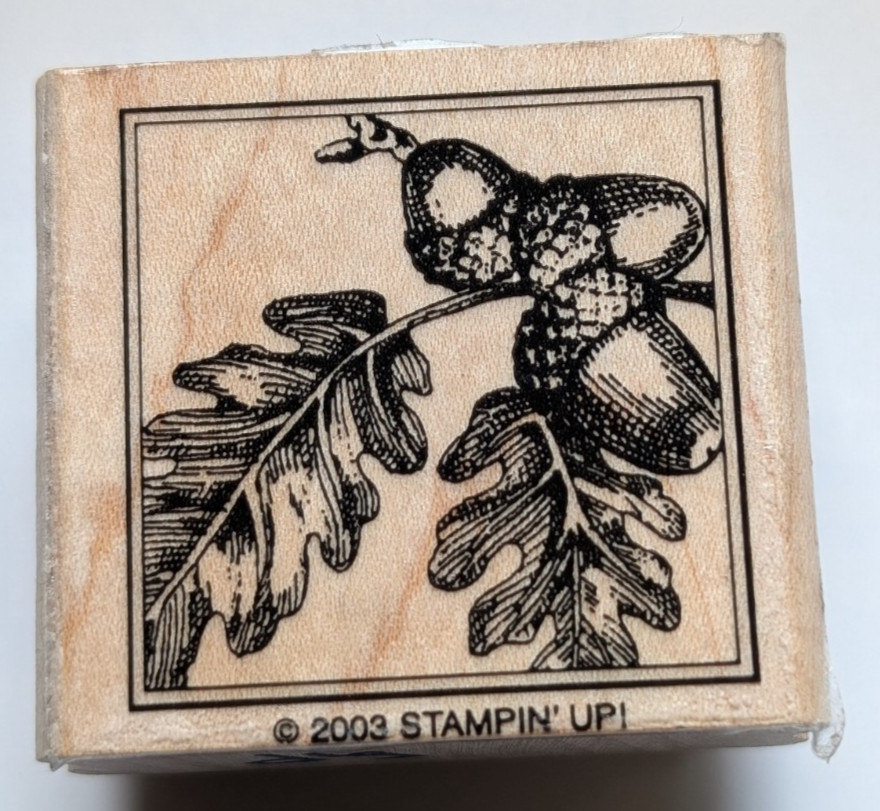 Wood/Rubber Stamp Oak Leaf with Acorns