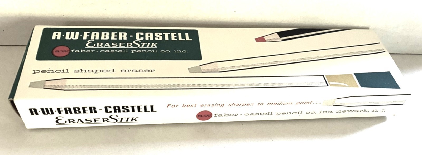 New Old Stock 1 Dozen A.W.FABER-CASTELL 7099B Wood Brush End EraserStick U.S.A