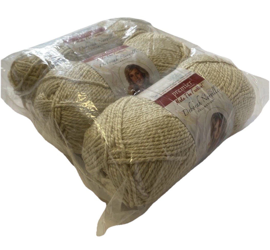 Premier Yarns Deborah Norville Cotton Soft Silk Butter Cream 3 Skeins New Sealed