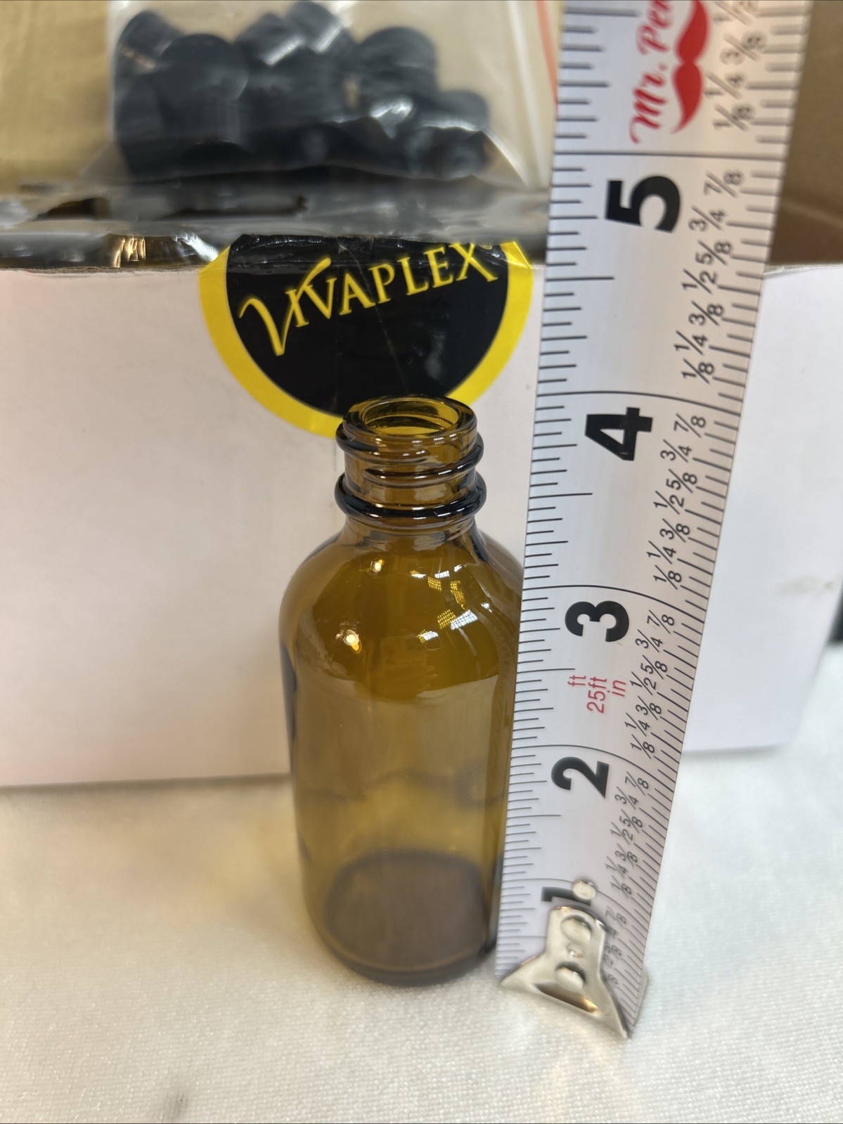 New-Vivaplex, 12, Amber, 2 oz Glass Bottles, with Lids