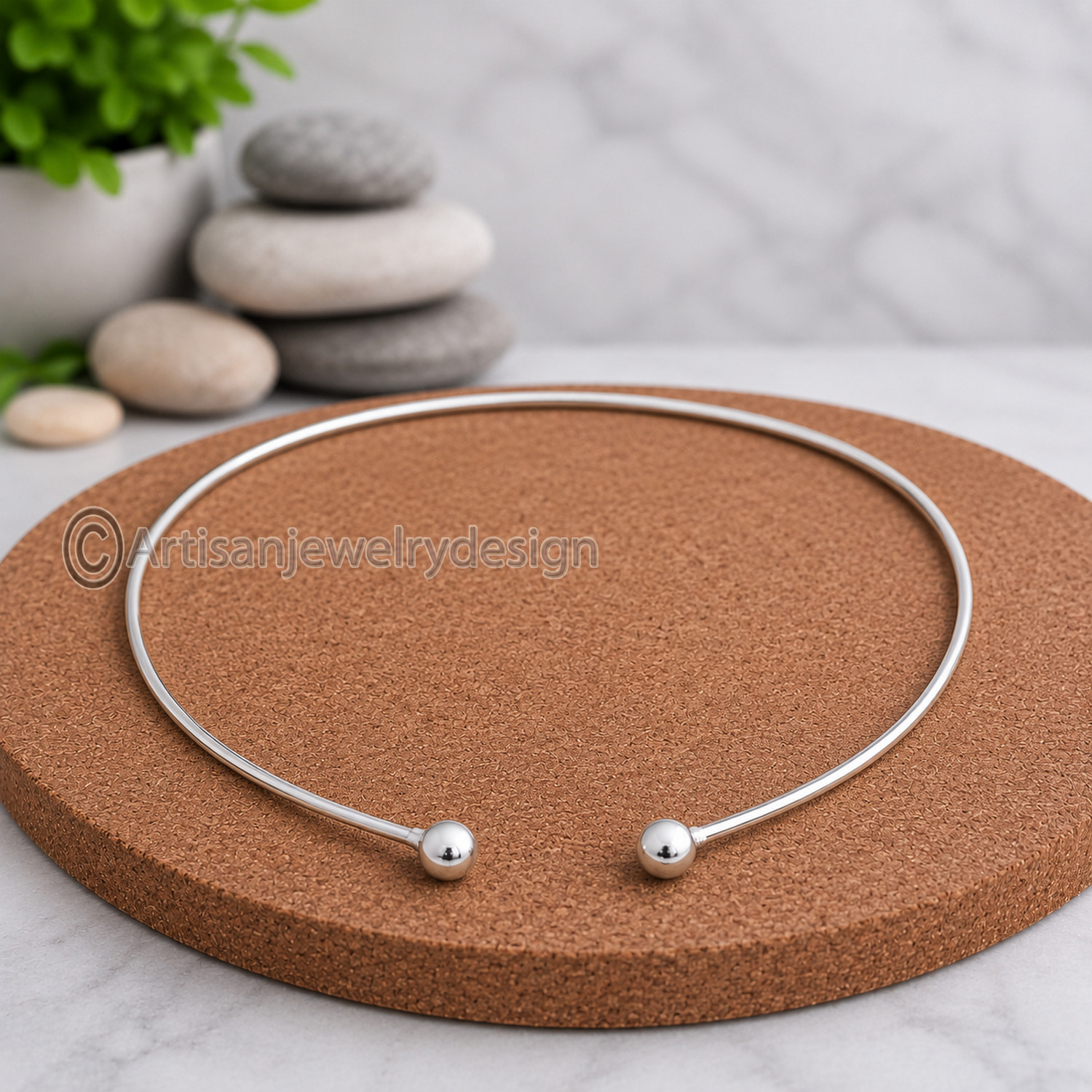 Sterling Silver Ball Choker Necklace 925 Handmade Modern Collar Jewelry SR#23