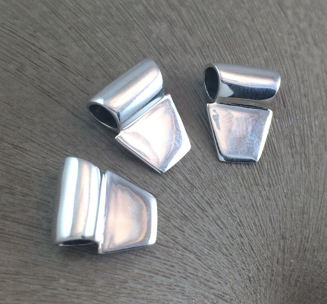 Sterling Silver Glue On Pendant Bail 12mm x 15mm .925 Highly Polished