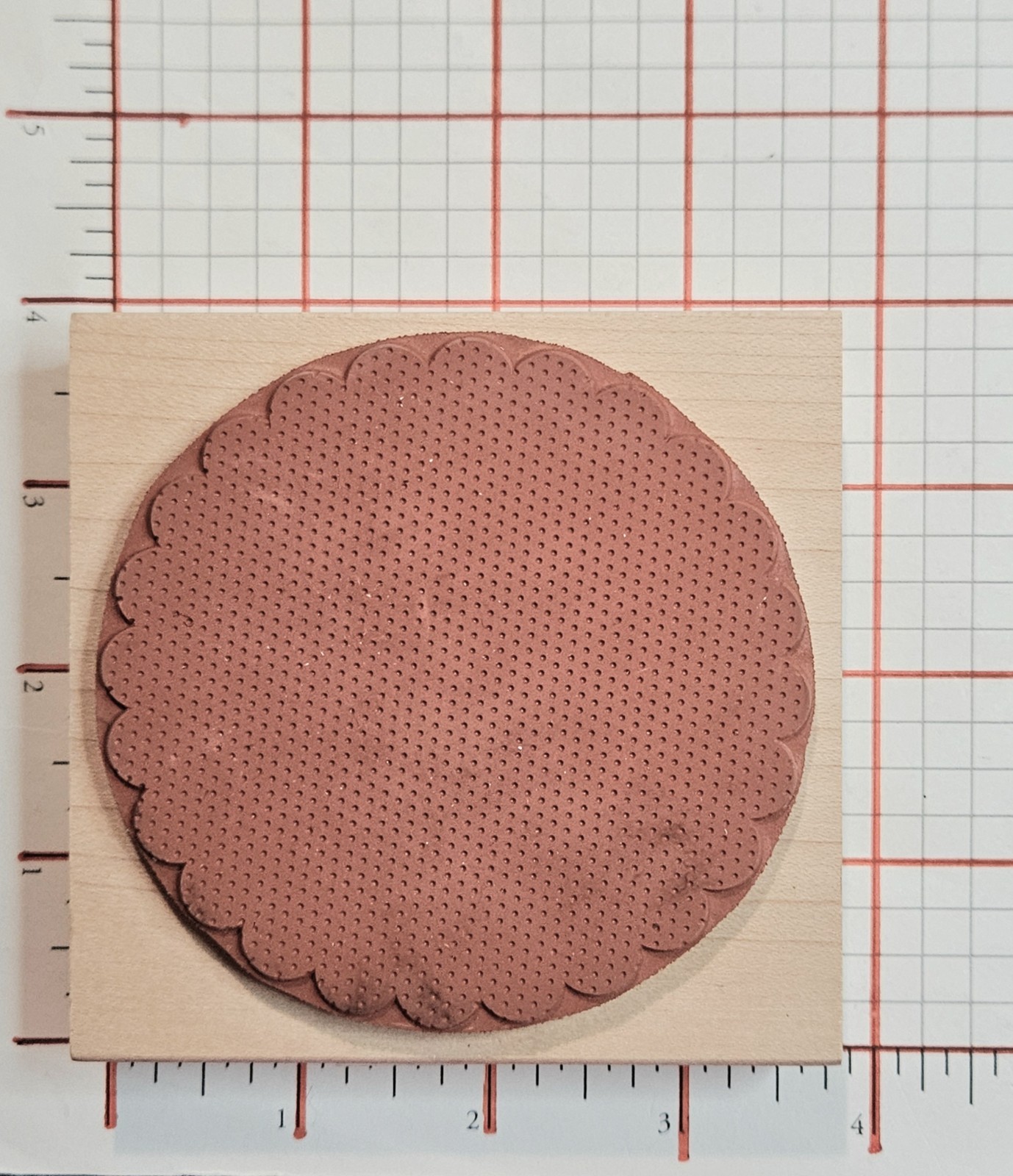 SCALLOPED POLKADOT CIRCLE Memory Box Rubber Stamp G1434 Label Shape Round p777