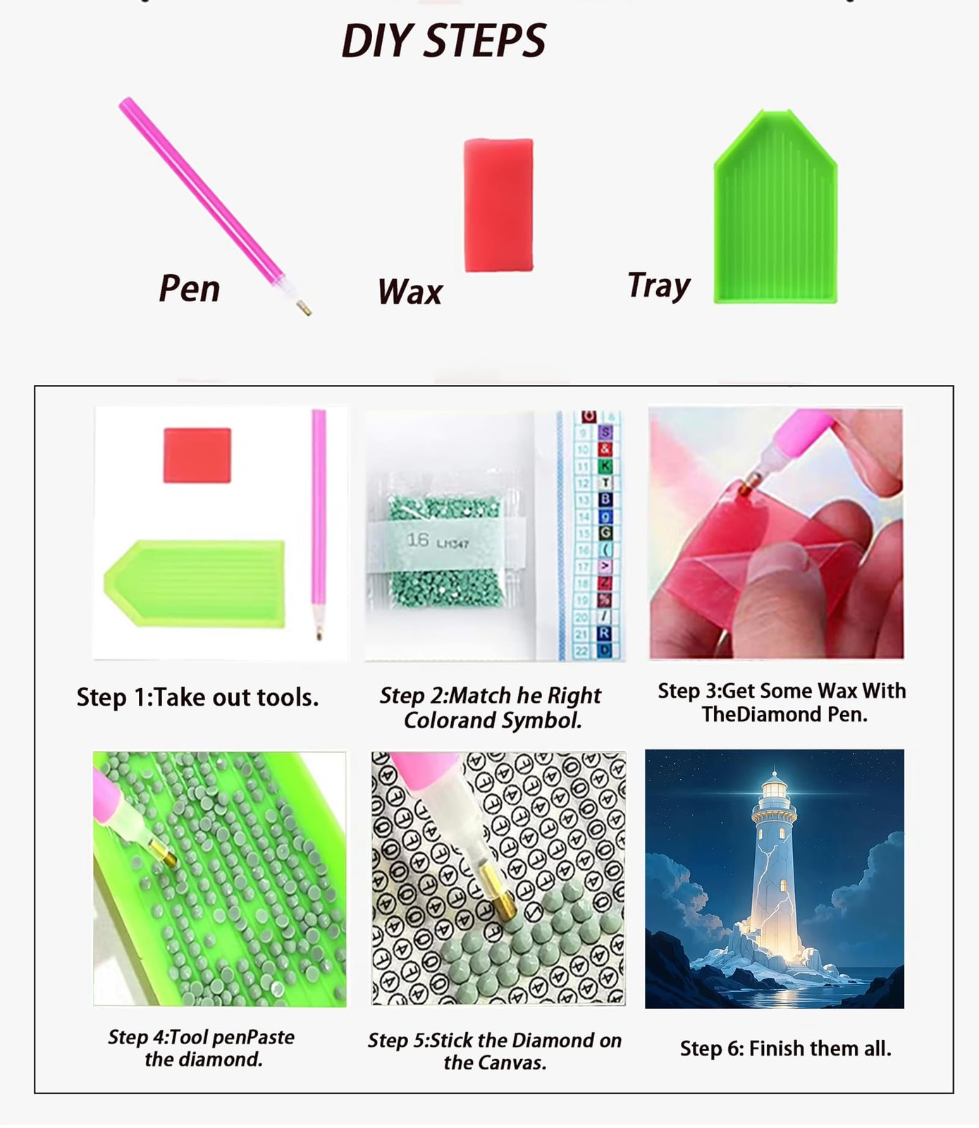 5D Lighthouse Sea Diamond Painting Kits for Adults Beginner,DIY Diamond Art Kits