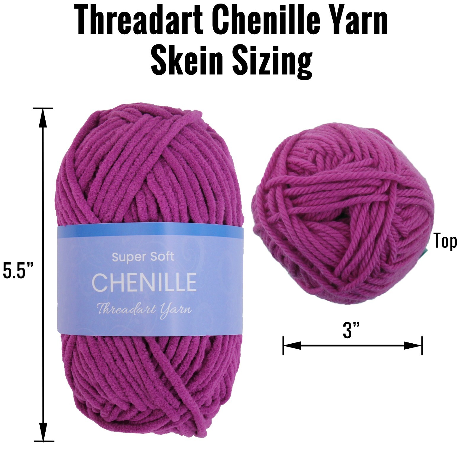Threadart Super Soft Chenille Yarn – #5 – 50 Gm Skeins – 60 yds -Singles & Packs