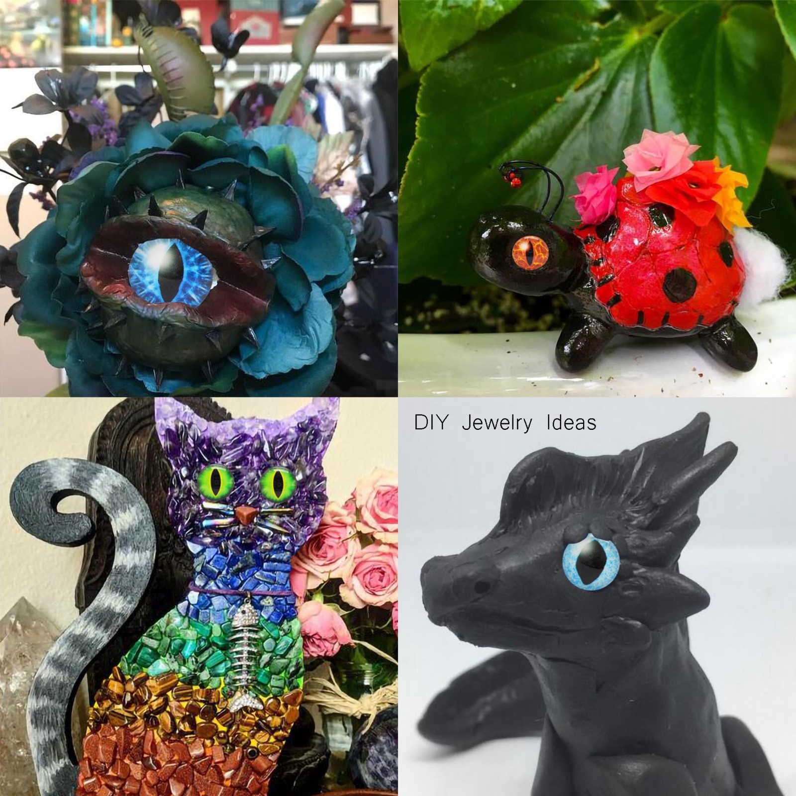 20mm Luminous Dragon Eyes 40Pcs Glass Animal Craft Eyes Cabochon Glow in Dark