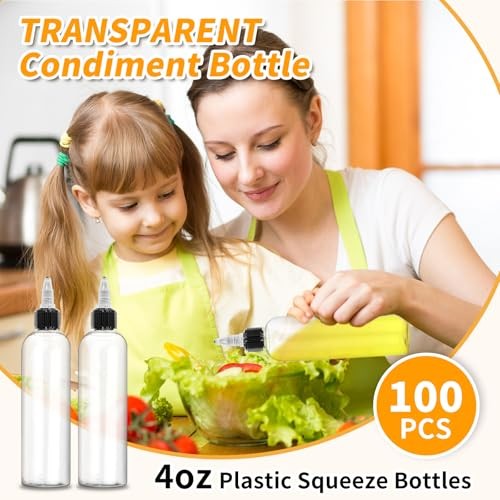 100 Pcs 4oz Squeeze Bottle, Hair Oil Bottles For Hair 4 Oz Plastic Squeeze