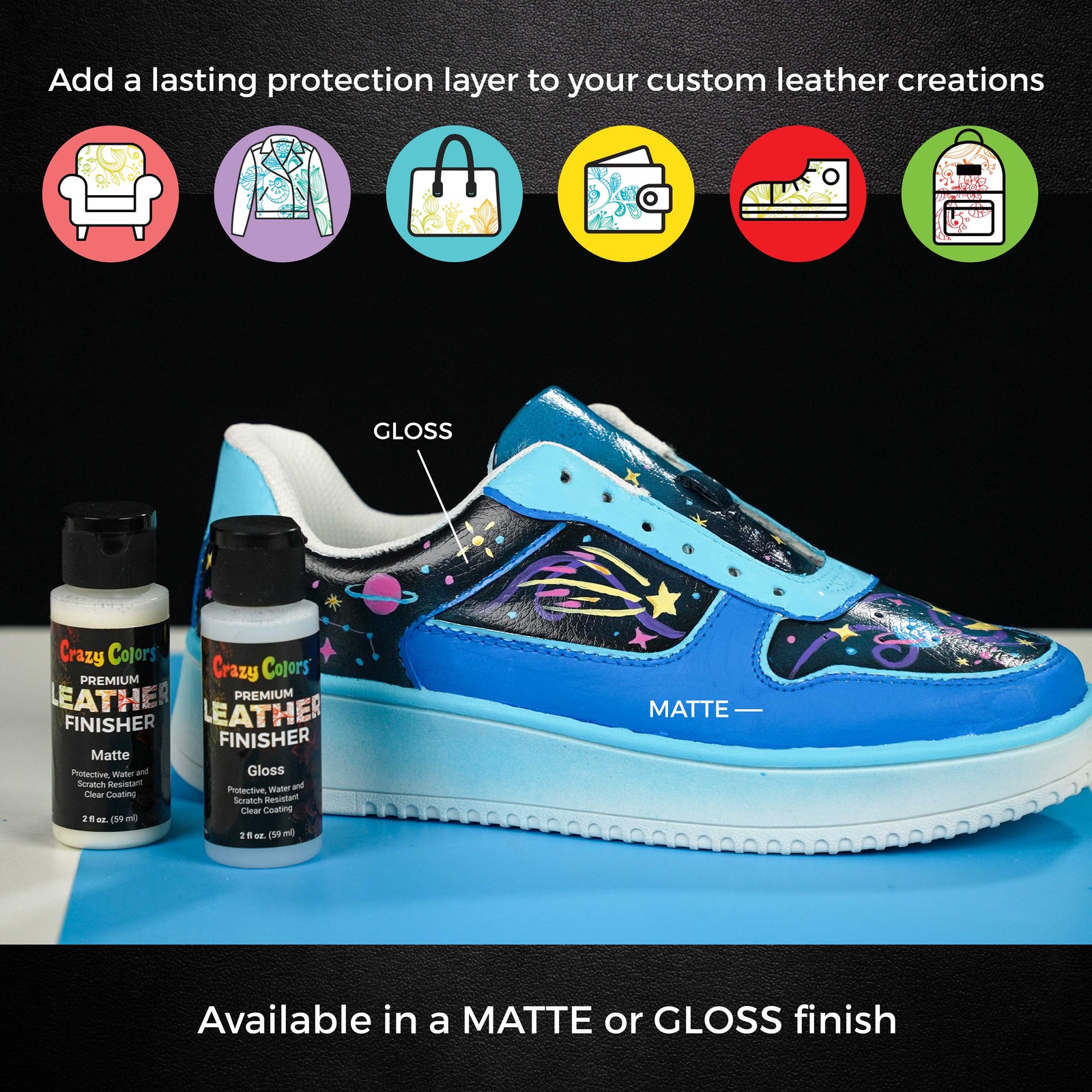 Premium Matte Acrylic Leather and Shoe Paint Finisher, 2 oz – Protective Finish