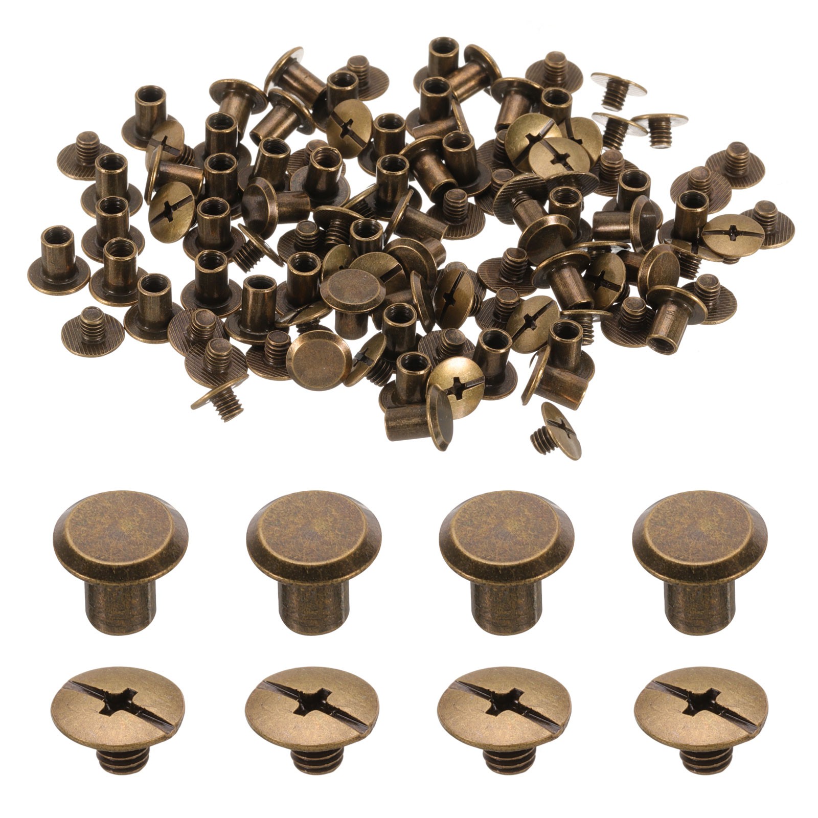 50set M5 x 8mm Chicago Screw Metal Stud Screw Rivets for Leather Bronze