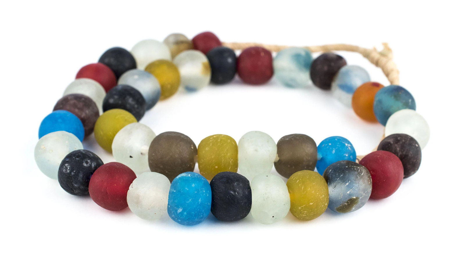 Premium Multicolor Recycled Glass Beads 18mm Ghana African Sea Glass Round