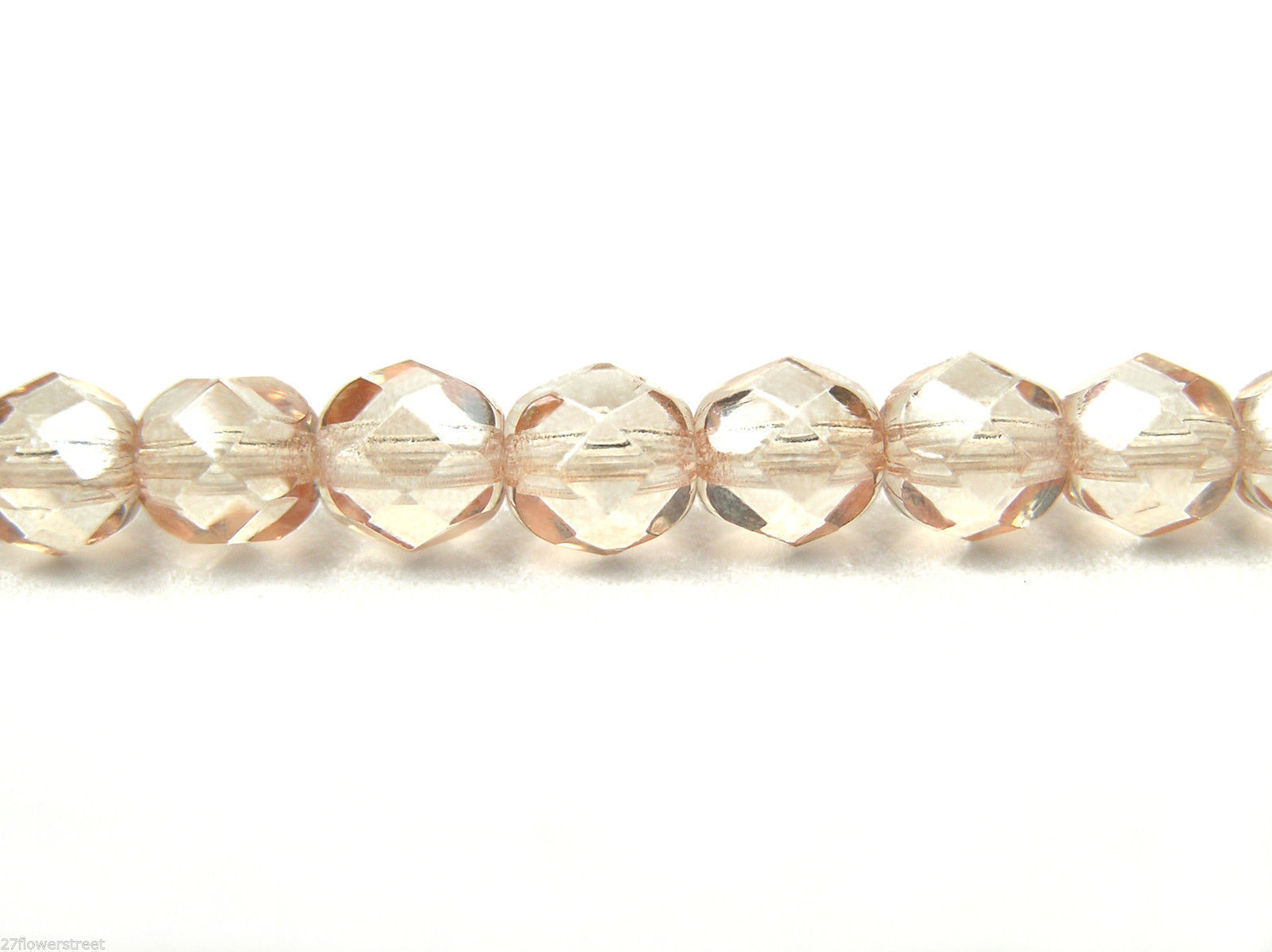 Czech Fire Polished Round Faceted Beads in Crystal Champagne coated 3-4-5-6-8mm